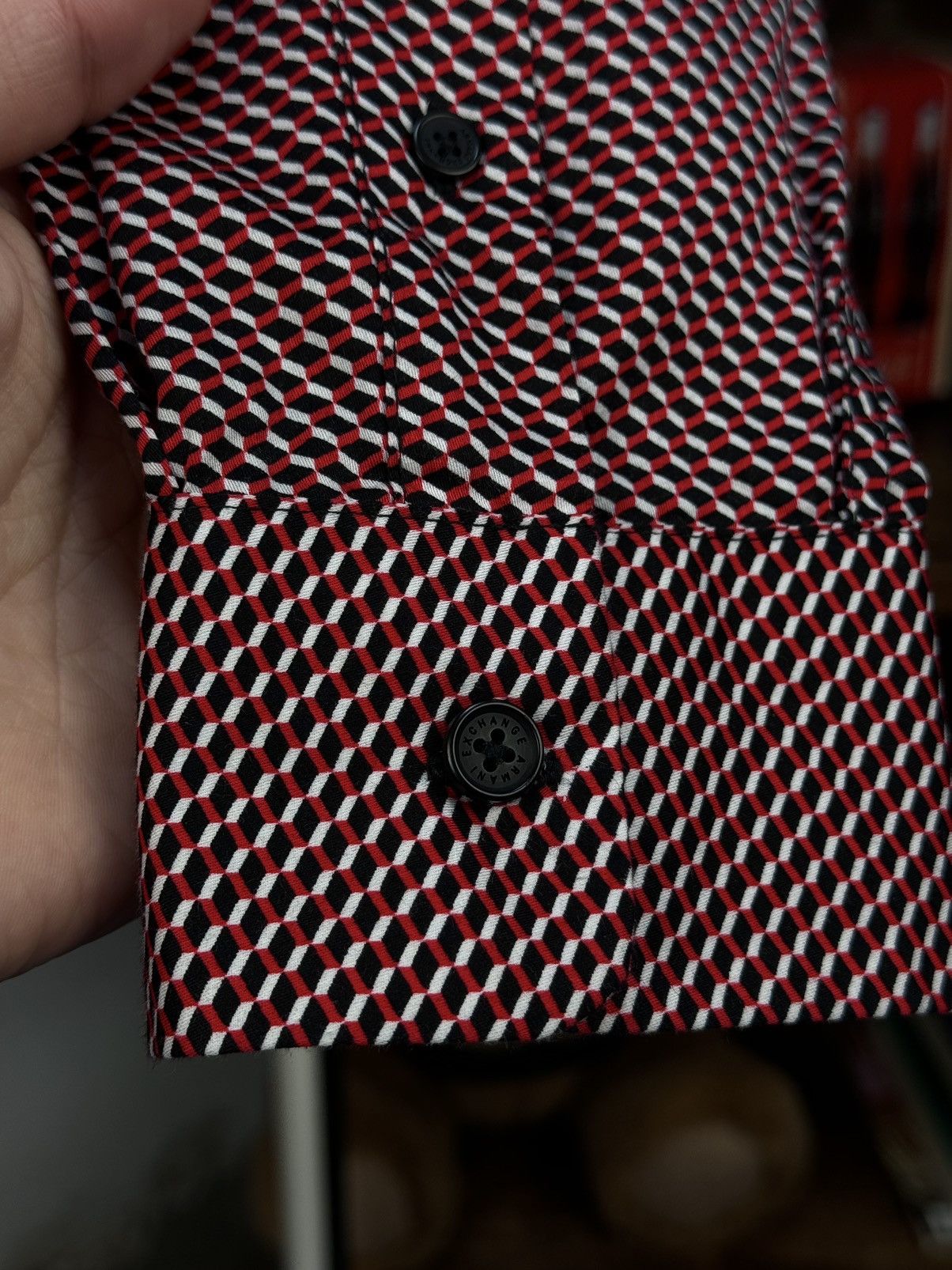 Armani Exchange × Designer ARMANI Exchange Printed Geometric Red Casual Shirt Size US M / EU 48-50 / 2 - 9 Thumbnail