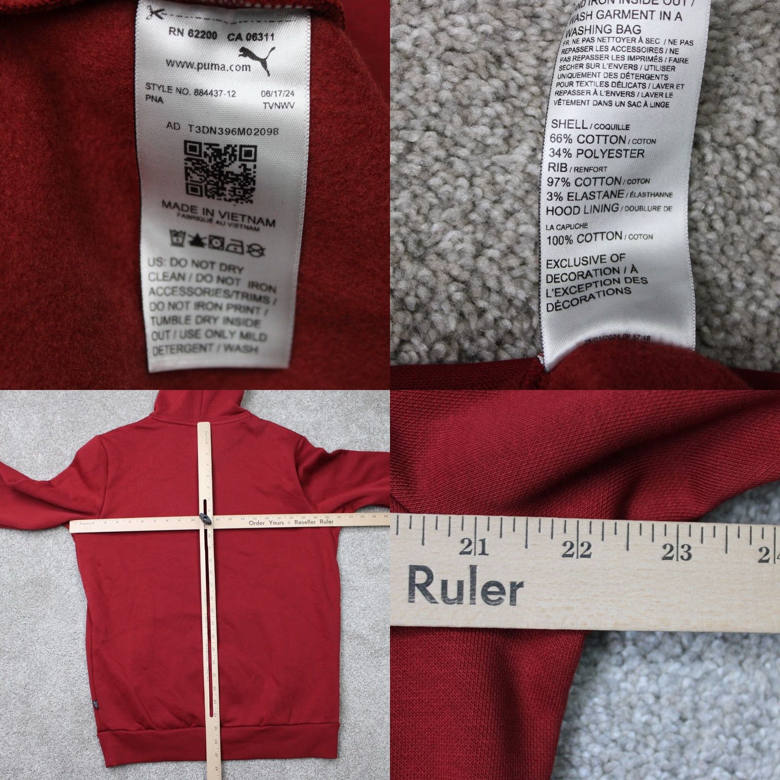 Puma PUMA Hoodie Mens Medium Red Up Hooded Sweatshirt Kangaroo Pocket NWT Size US M / EU 48-50 / 2 - 8 Thumbnail