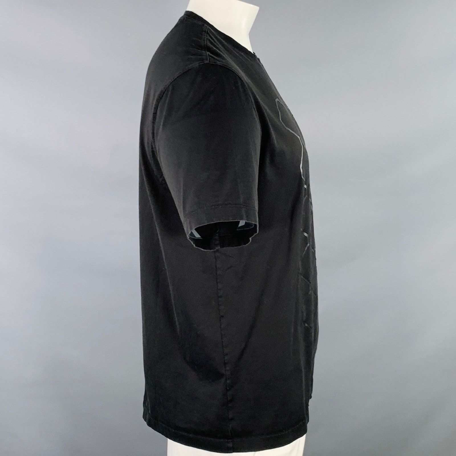 Z Zegna Z ZEGNA Size XL Black Geometric Cotton Crew Neck T-shirt Size US XL / EU 56 / 4 - 3 Thumbnail