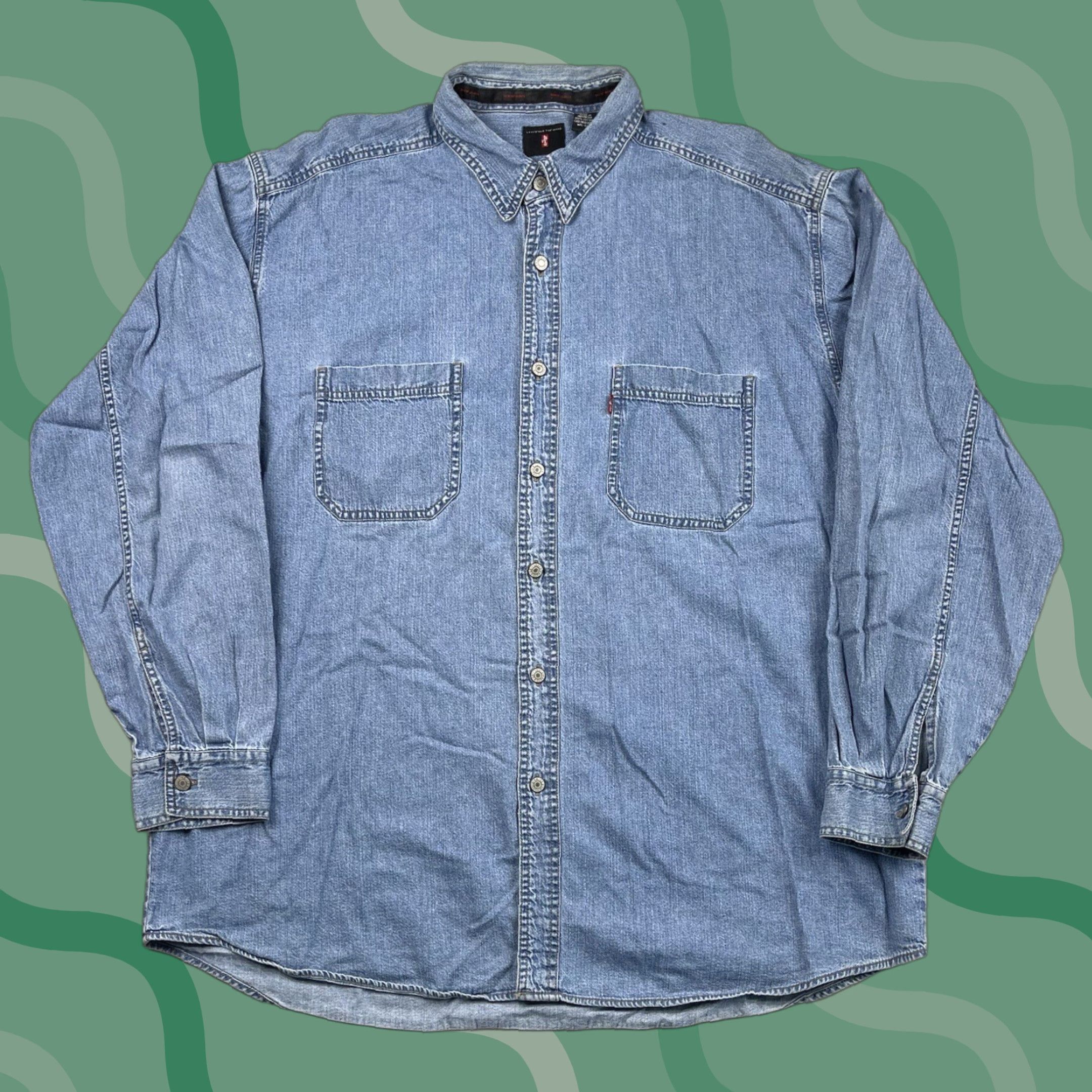 Levi's VINTAGE Levi's Red Tab Denim Shirt XL Blue Long Sleeve Button-Up Pockets 90s Mens Size US XL / EU 56 / 4 - 1 Thumbnail