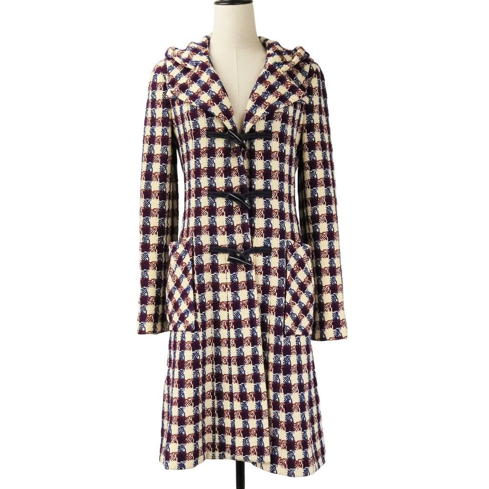 Chanel Chanel Chanel Tweed Check Coat Textile Outerwear P29307 DUTY FREE for USA Size ONE SIZE - 1 Thumbnail