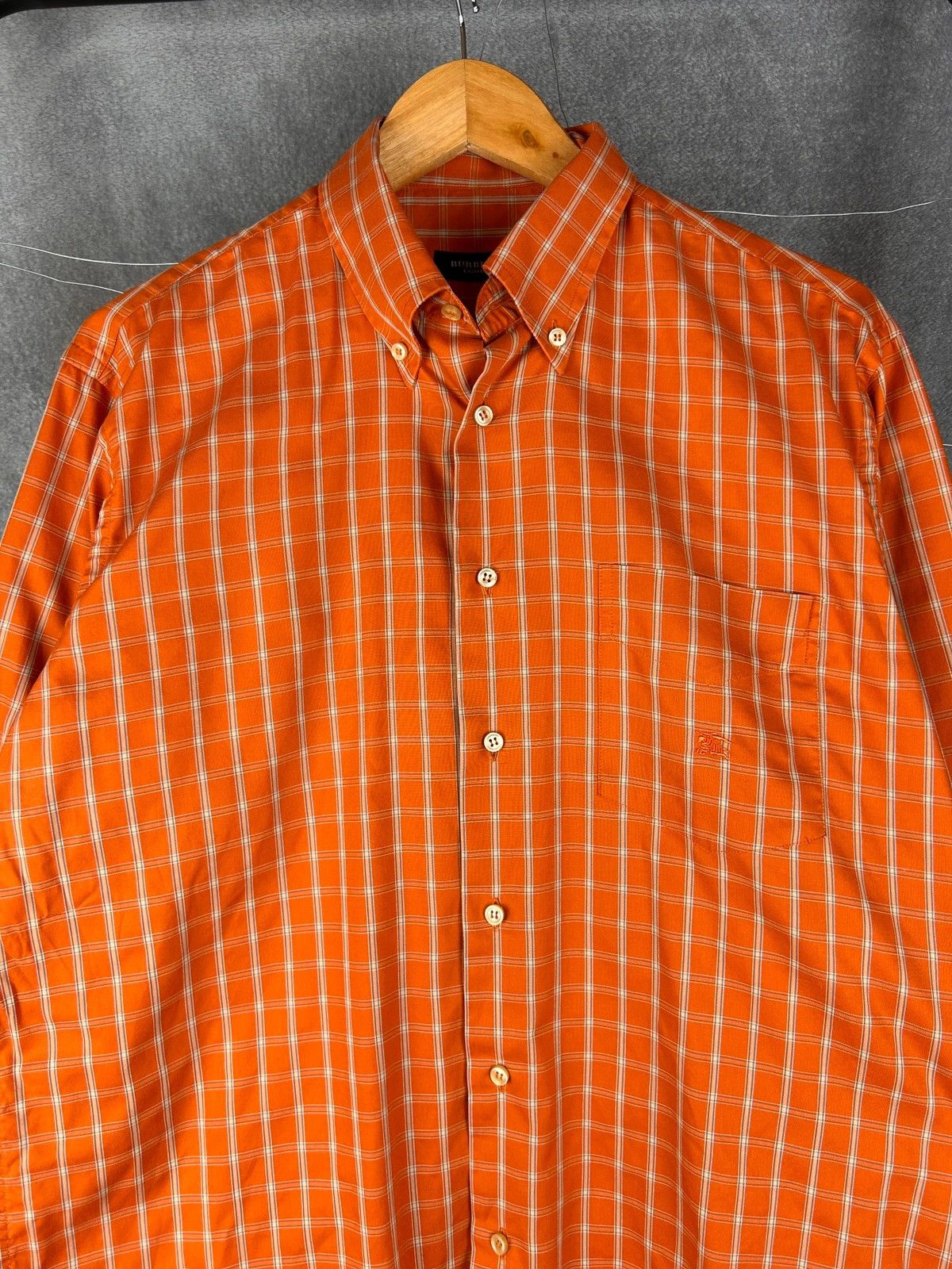 Burberry × Designer Burberry London orange checked shirt high end mini logo haft Size US M / EU 48-50 / 2 - 3 Thumbnail