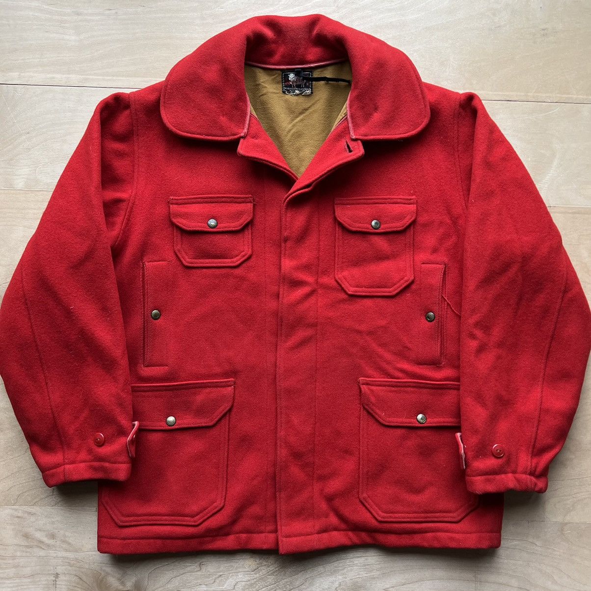 image of Vintage Woolrich Mackinaw Wool Jacket XL Red 50S Made In Usa, Men's