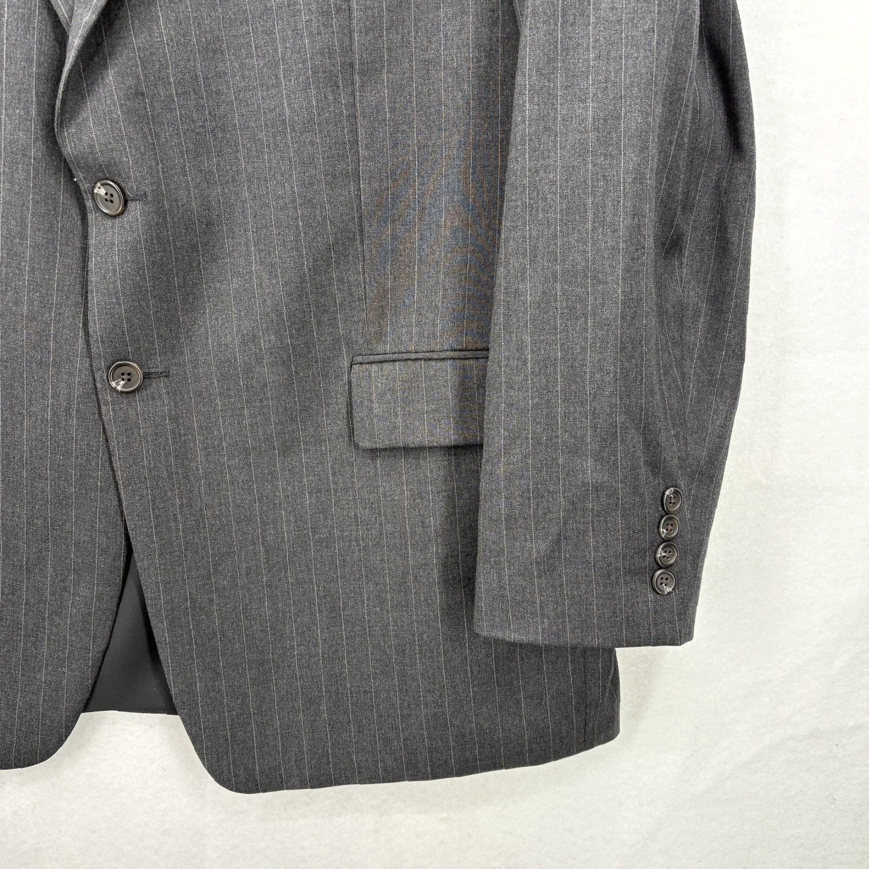 Ralph Lauren VINTAGE Lauren Ralph Lauren Blazer Mens 46R Gray Pinstripe Wool Sport Coat Jacket Size 46R - 3 Thumbnail