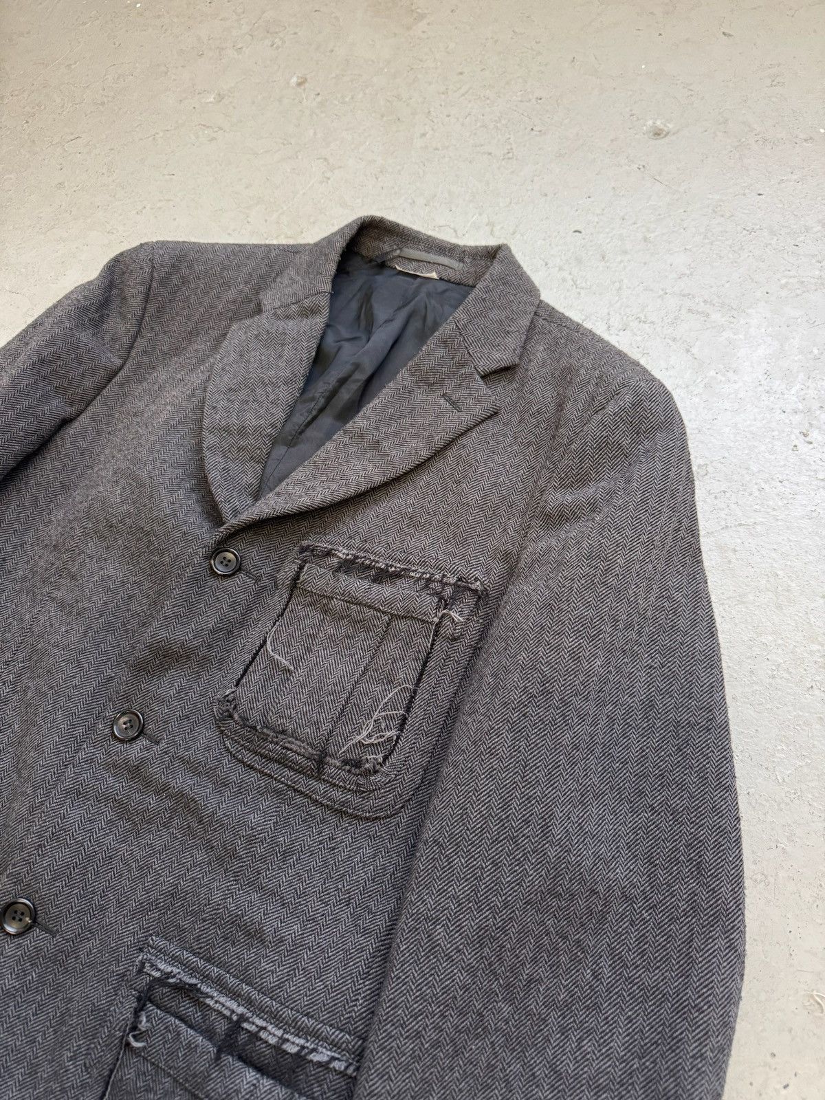 Comme des Garcons Homme Deux Comme Des Garcons Homme Deux 2023 Grey Distressed Blazer Size US L / EU 52-54 / 3 - 2 Thumbnail