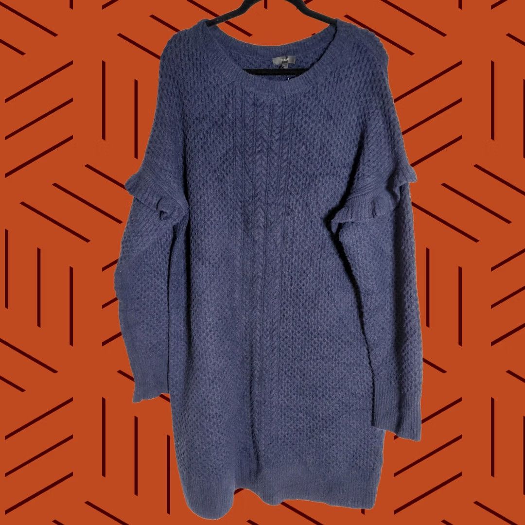 J.Crew NWT J.Crew Knit Sweater Dress Blue Long Sleeve Knee Length Pullover Women Size XL / US 12-14 / IT 48-50 - 1 Thumbnail