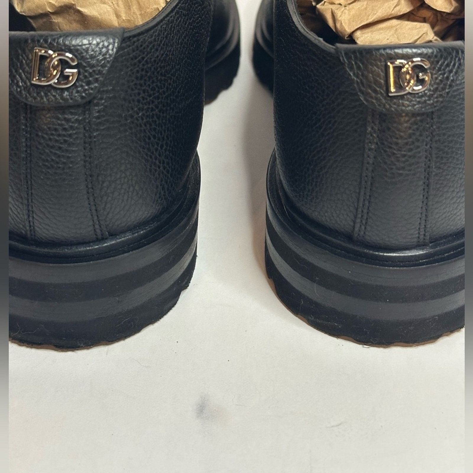 Dolce & Gabbana Black Grained Calf-skin Derby Shoes US 10 Lace Vibram Sole Size US 10 / EU 43 - 13 Thumbnail