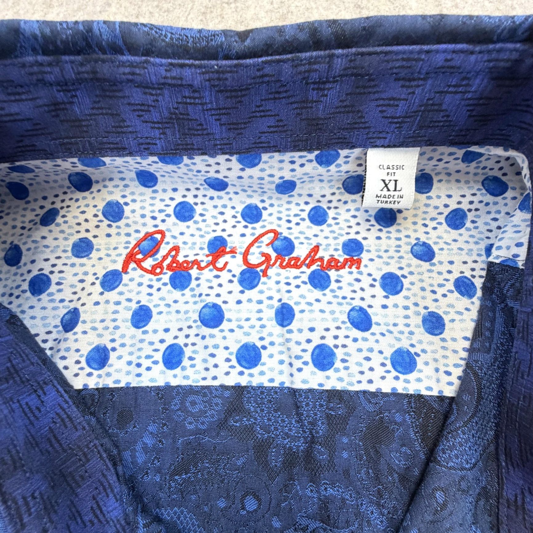 Robert Graham Robert Graham Shirt Mens XL Blue Paisley Long Sleeve Button Up Contrast Cuff Size US XL / EU 56 / 4 - 3 Thumbnail