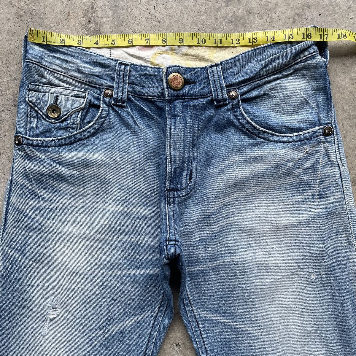 Edwin Vintage Edwin Wash Blue FLARE Distressed BOOTCUT Jeans Pants Size US 33 - 6 Thumbnail