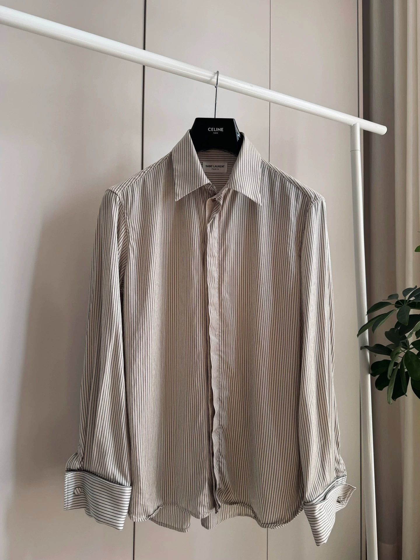 Saint Laurent Paris SAINT LAURENT 24SS Silk Striped Oversized Shirt F40 Unisex Size M / US 6-8 / IT 42-44 - 1 Thumbnail