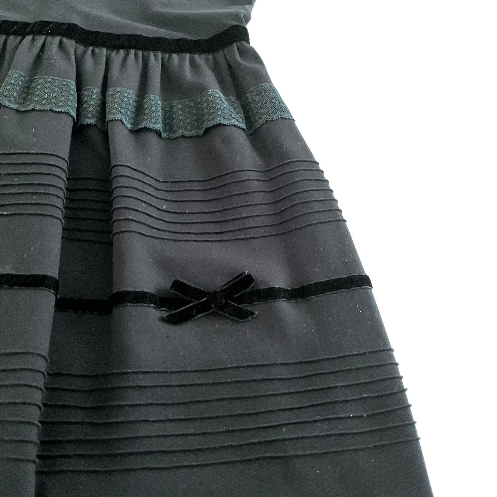 RED Valentino Red Valentino Black Lace Velvet Trim Knee Length Dress Size L / US 10 / IT 46 - 7 Thumbnail