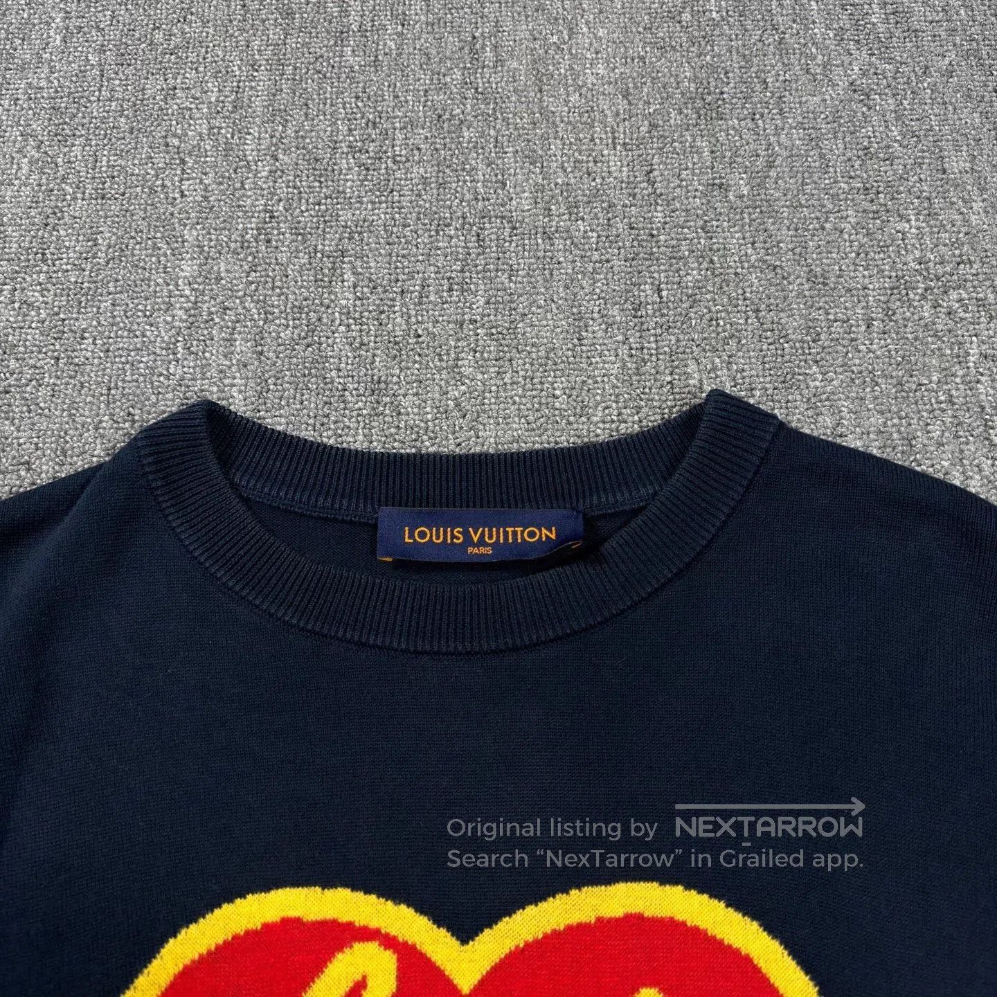 Louis Vuitton LV Nigo Heart Pattern Navy Knit Tee. Size S / US 4 / IT 40 - 3 Thumbnail