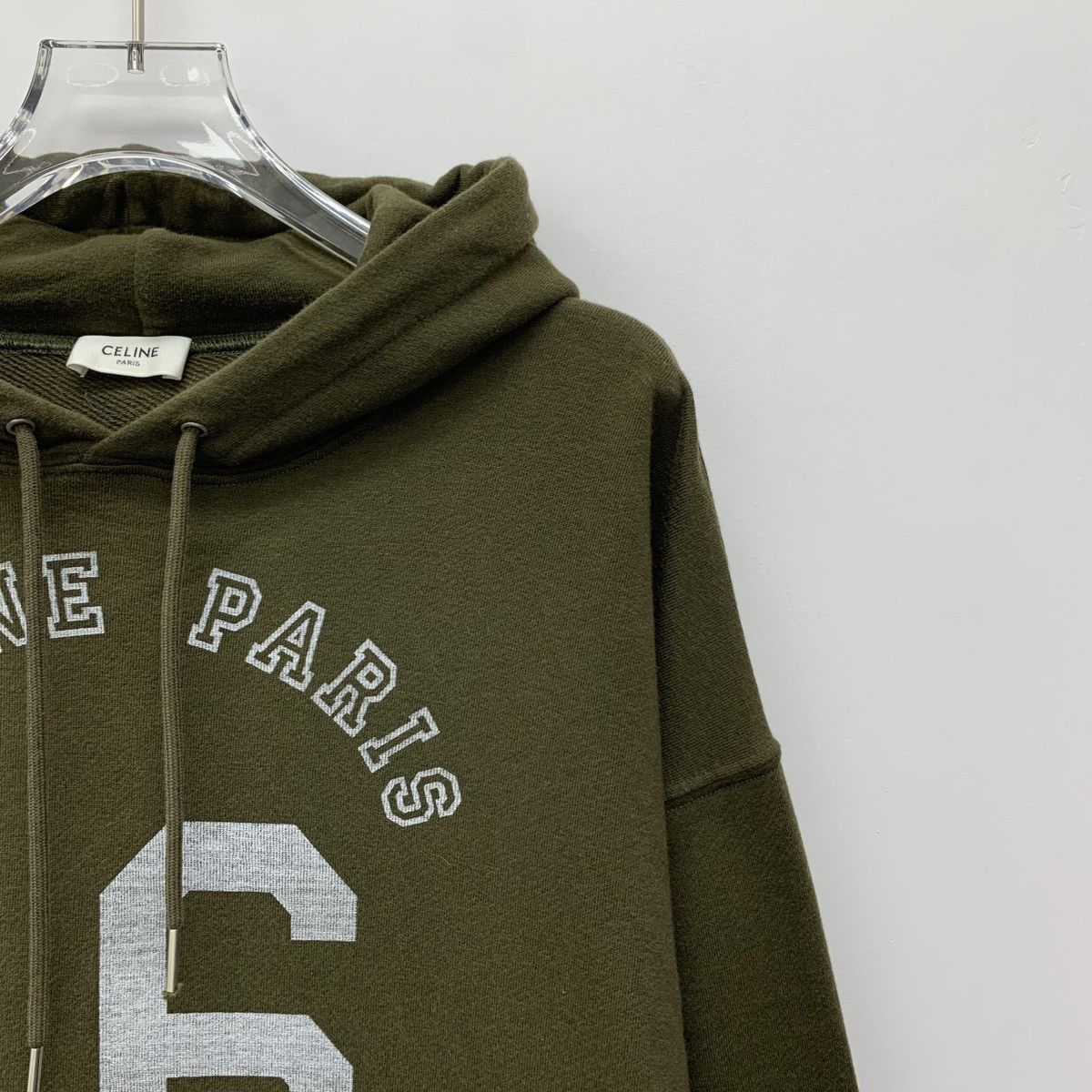 Celine Celine Army Green Logo Printed Hooded Sweatshirt K26WX Size S / US 4 / IT 40 - 3 Thumbnail