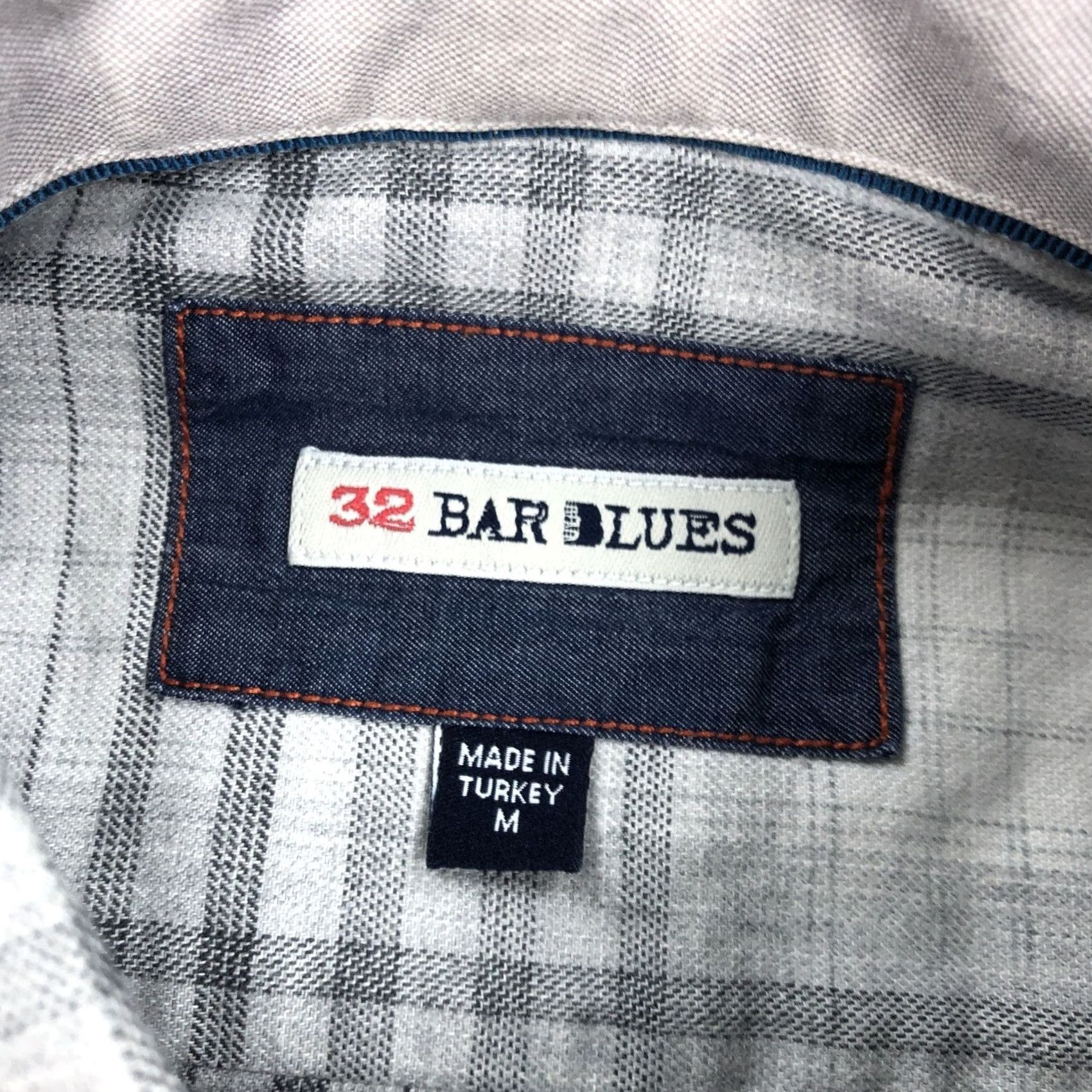 Vintage 32 Bar Blues Shirt Button-Down Gray White Plaid Long Sleeve Cotton Blend M Mens Size US M / EU 48-50 / 2 - 5 Thumbnail