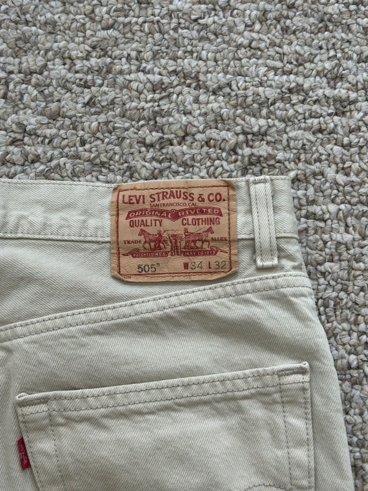 Levi's Vintage Clothing Distressed Levi’s 505 Cream Size US 34 / EU 50 - 3 Thumbnail