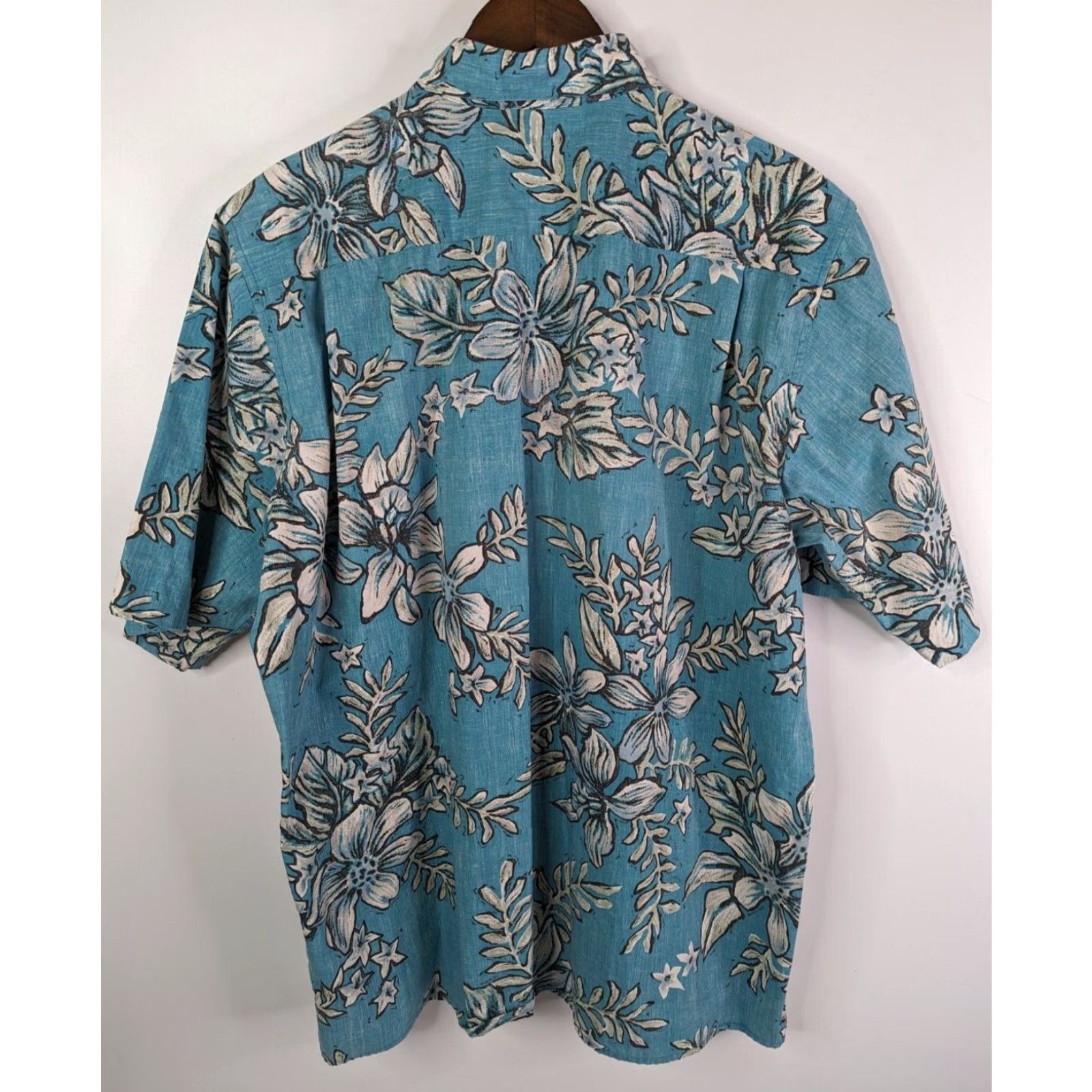 Reyn Spooner Reyn Spooner Hawaiian Traditionals Floral Aloha Short Sleeve Men's Large Blue Cotton Button-Up Pocketed Hawaiian Shirt Size US 33 - 4 Thumbnail