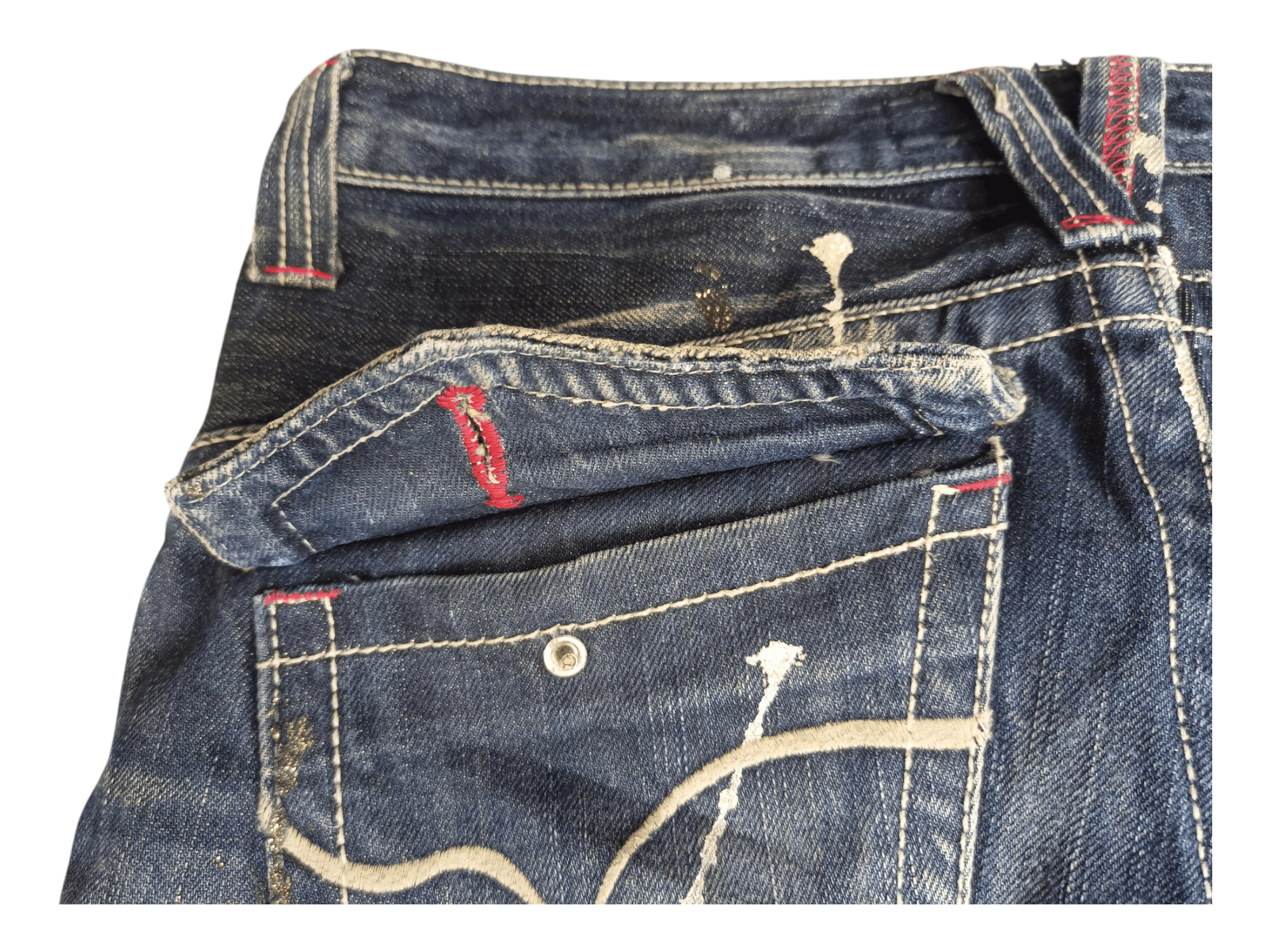 Japanese Brand Lagust Paint Splatter Mud Wash Distressed Flare Jeans Size US 30 / EU 46 - 12 Thumbnail
