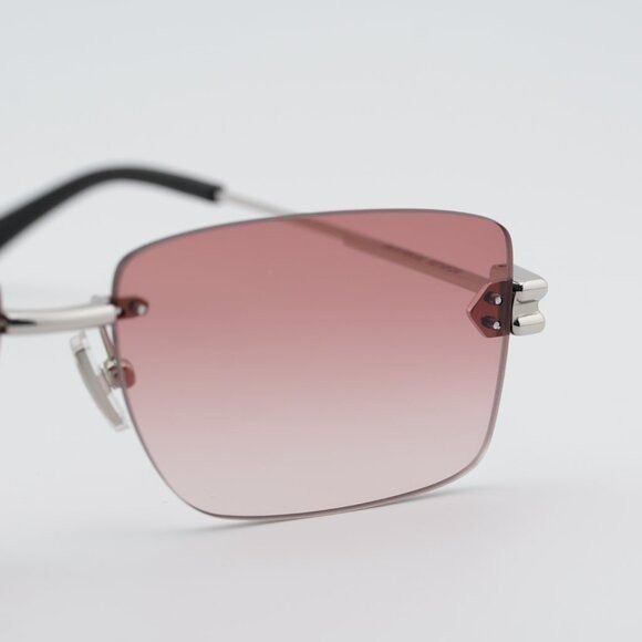 Bottega Veneta Bottega Veneta BV1126S 007 Sunglasses Silver Rectangle Frame Size ONE SIZE - 2 Thumbnail