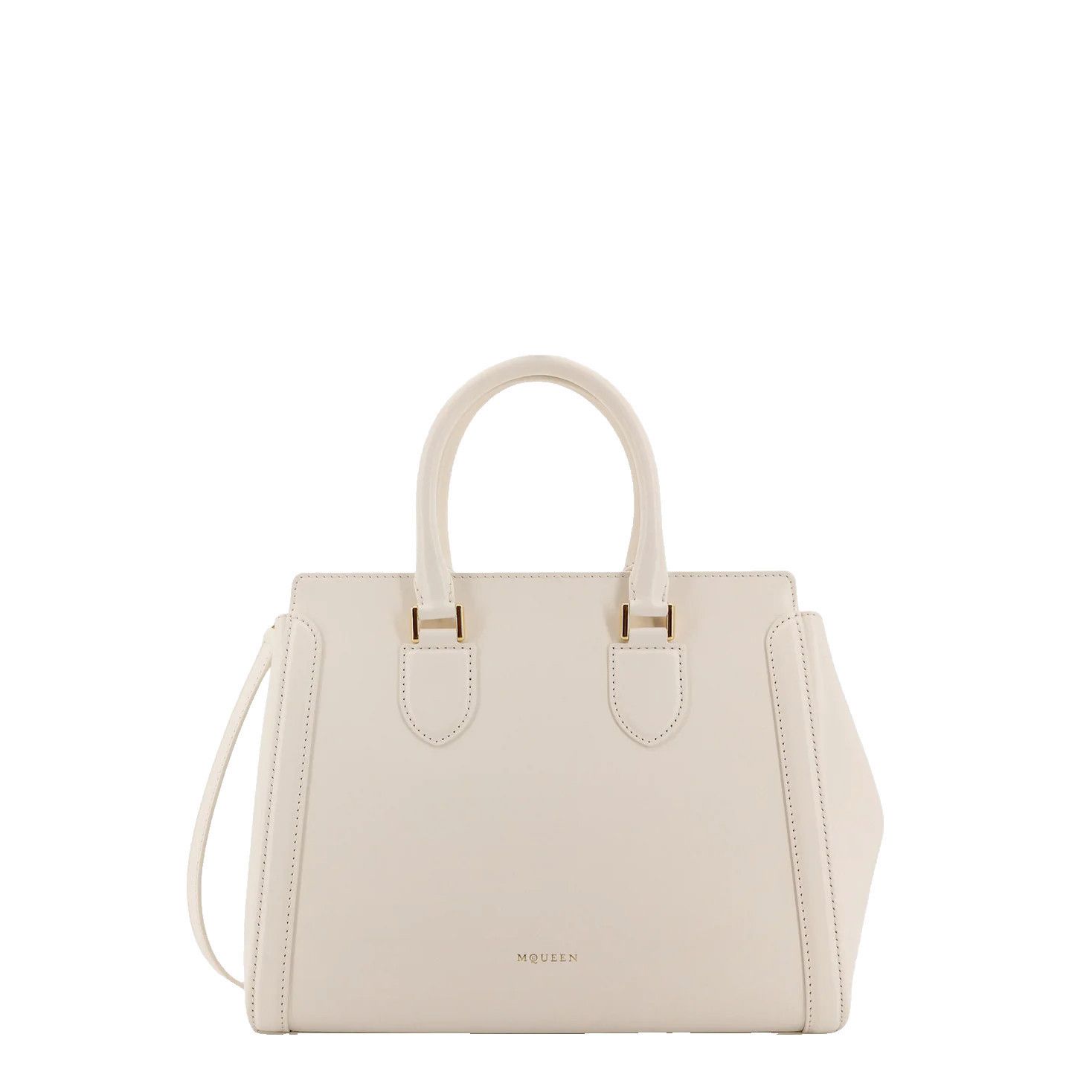 ALEXANDER MCQUEEN Birdee Large White Leather Top Handle Bag