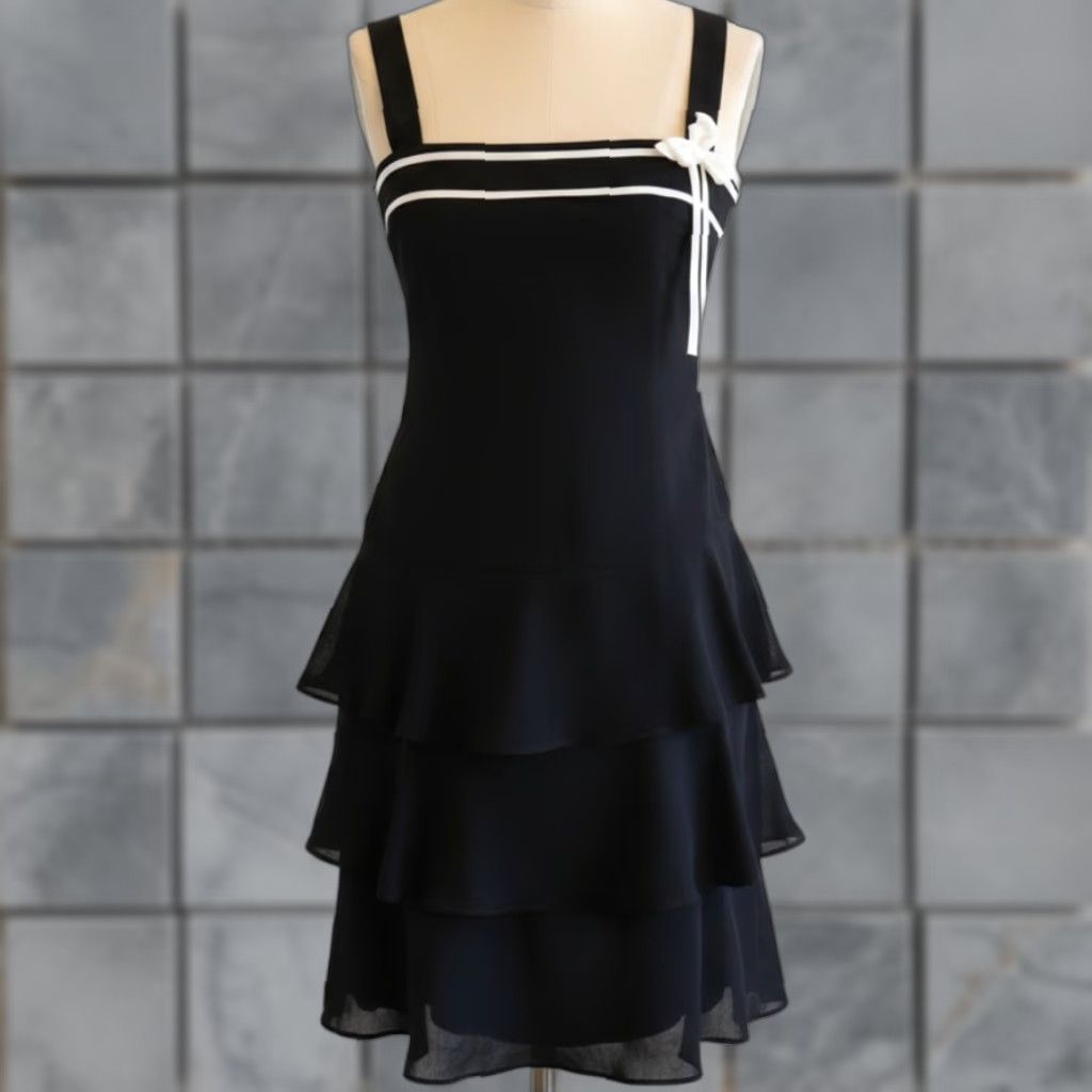 Ann Taylor VINTAGE Ann Taylor LOFT Midi Dress Black Sleeveless 6 Women Prom Dark Coquette A-Line Sleeveless Midi Dress Size M / US 6-8 / IT 42-44 - 1 Thumbnail