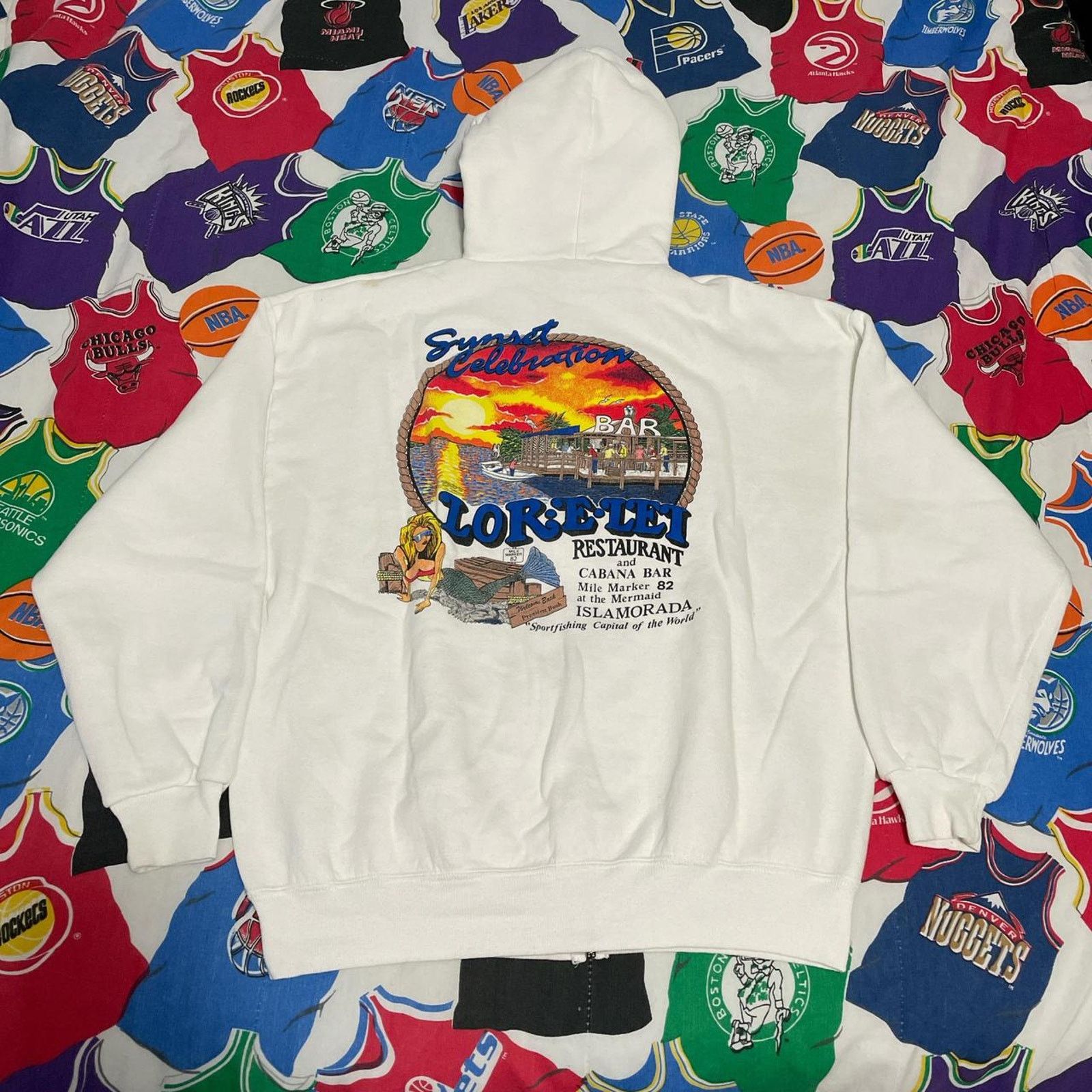 Ocean Pacific × Vintage Vintage Florida Key West Restaurant Food Hooded Jacket Size US XL / EU 56 / 4 - 1 Thumbnail
