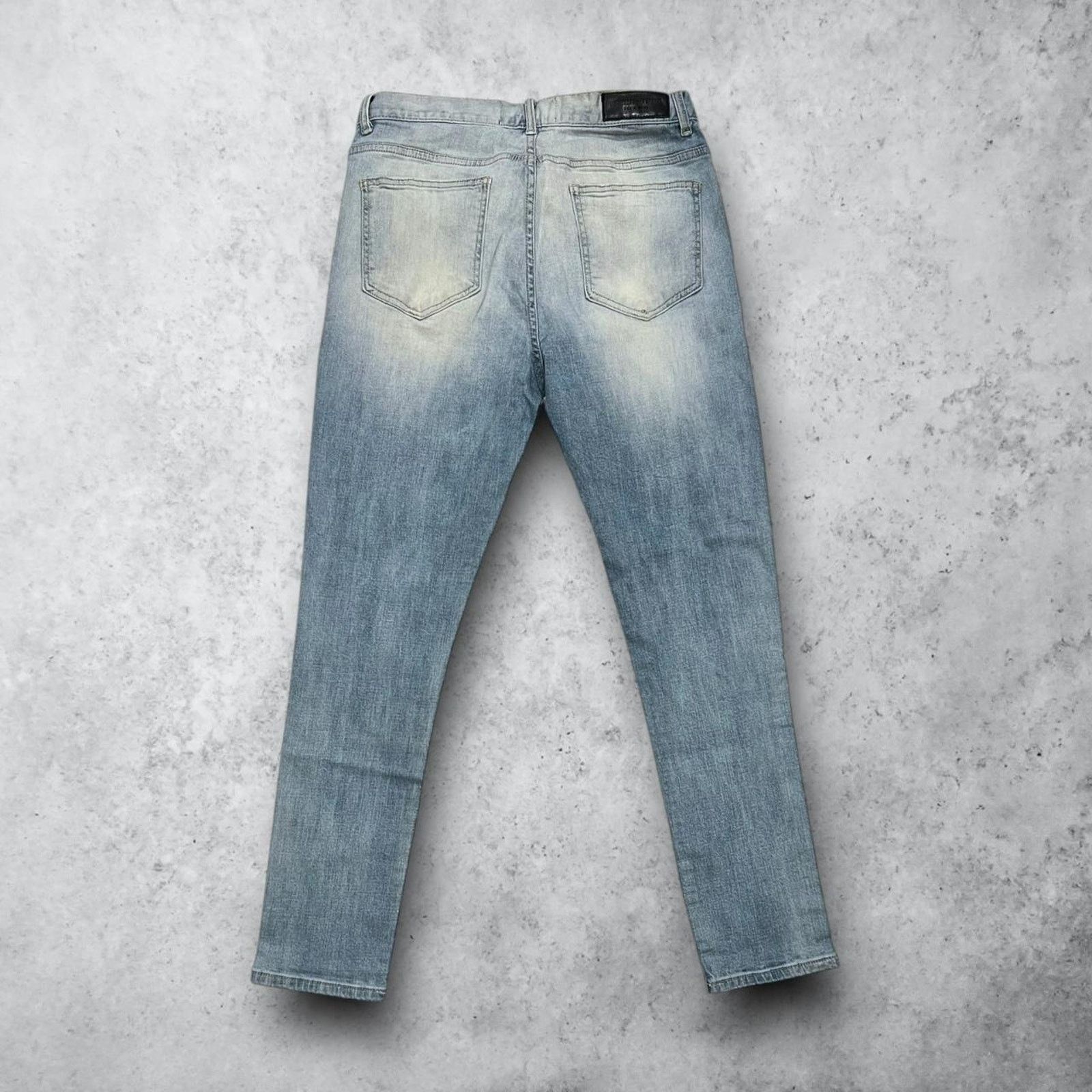Homme + Femme La Homme + Femme Blue & Gradient Orange Skinny Jeans w/ Text Size US 36 / EU 52 - 3 Thumbnail