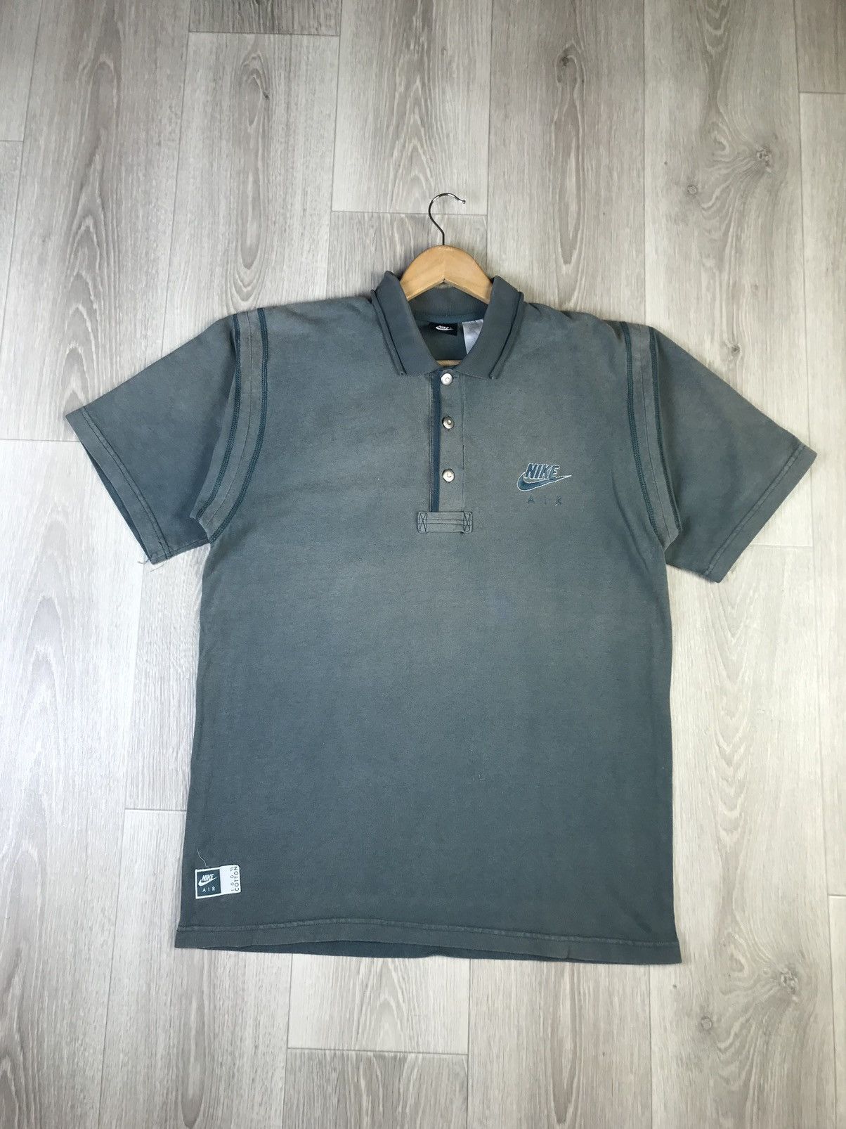 Nike Vintage NIKE AIR Collared Polos Shirt Faded Green Medium Size US M / EU 48-50 / 2 - 3 Thumbnail