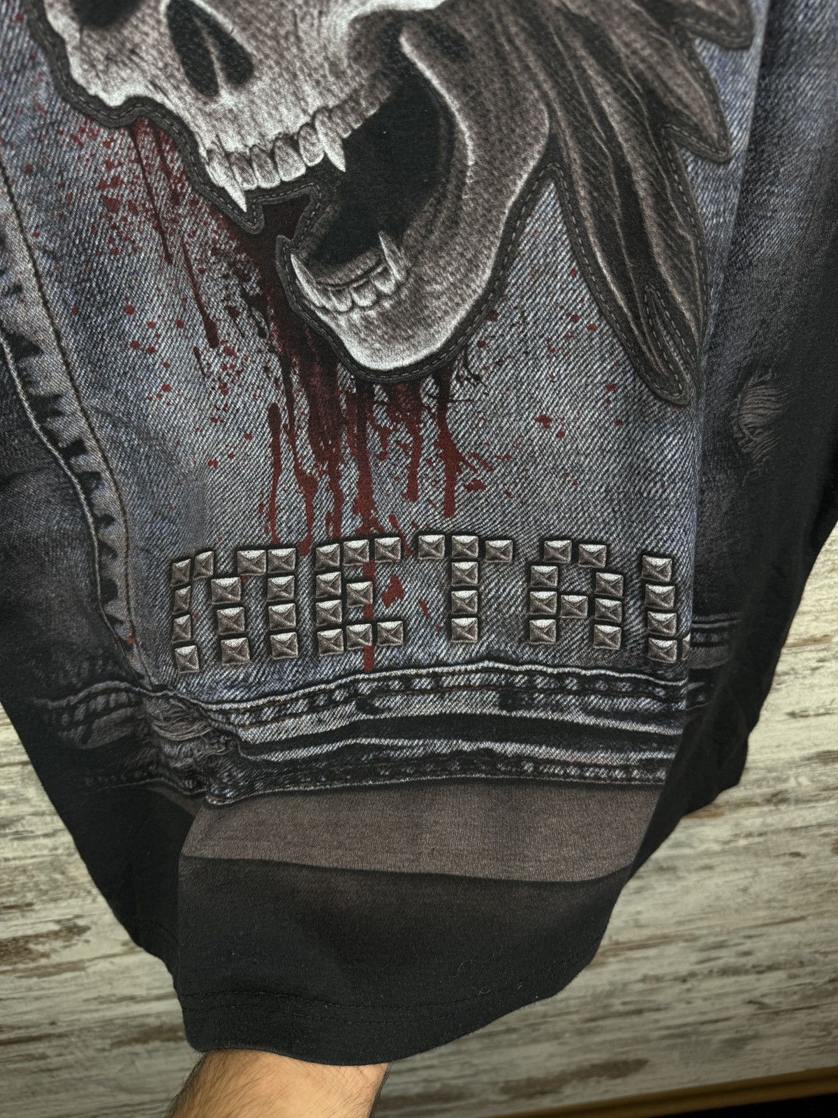 Japanese Brand Mens Vintage Spiral T-shirt tee all print skull biker y2k Size US XXL / EU 58 / 5 - 9 Thumbnail