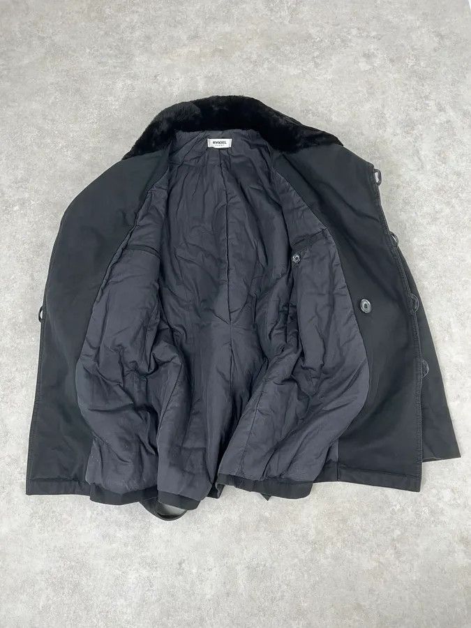 Vintage Rykiel Black Faux Fur Premium Belted Officer Jacket Size 40R - 8 Thumbnail