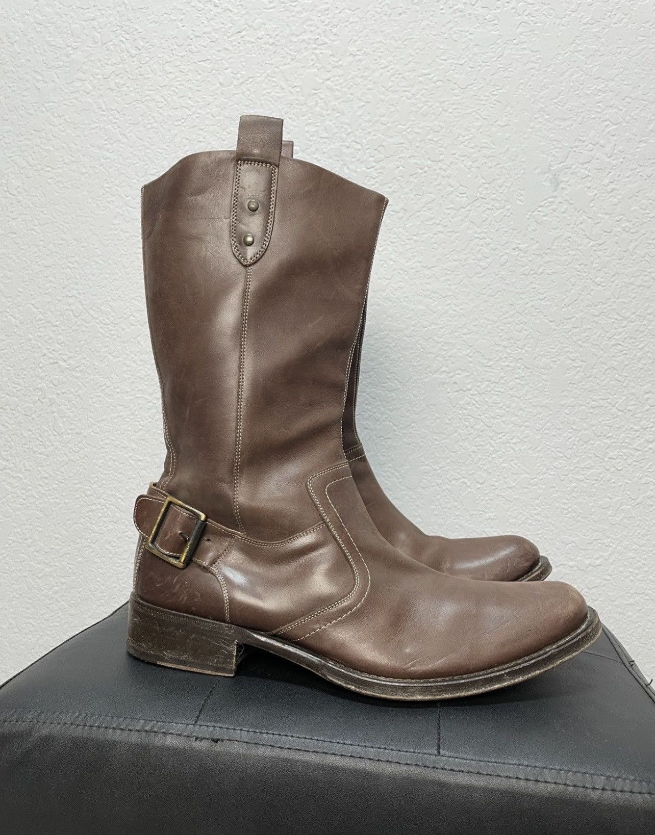 If Six Was Nine Vintage AS 98 Guidi Style High Leather Biker Boots Size US 9.5 / EU 42-43 - 9 Thumbnail
