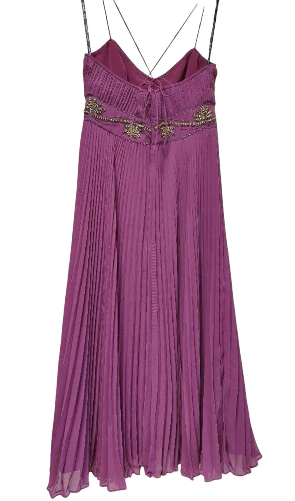Betsey Johnson Betsey Johnson Evening Beaded Pleated Silk-Style Midi Dress Size XS / US 0-2 / IT 36-38 - 2 Thumbnail