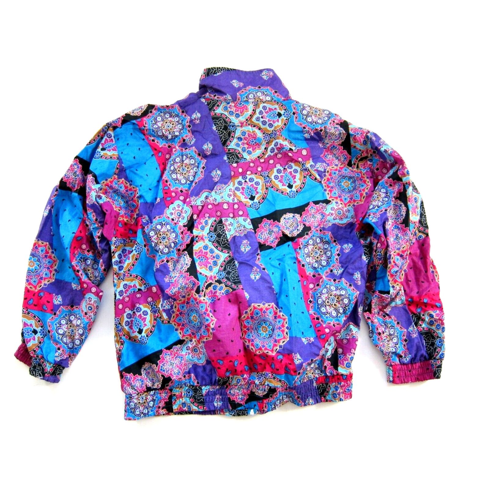 Vintage Vtg Amanda Smith Sport Nylon Pink Blue Purple Floral Paisley Zip Pocket Jacket L Size L / US 10 / IT 46 - 2 Thumbnail