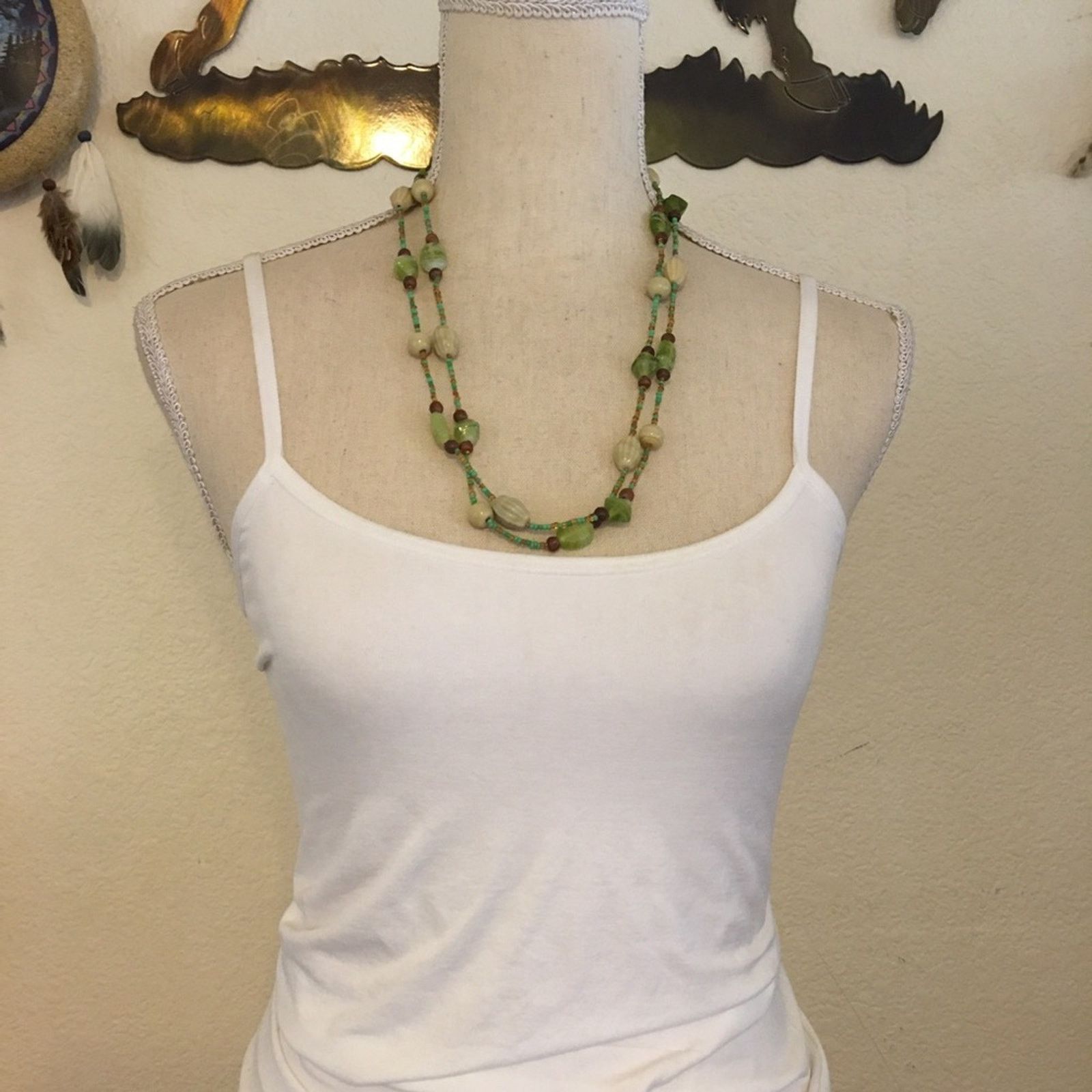 Handmade Natural forest earth tone glass bead necklace Size ONE SIZE - 5 Thumbnail
