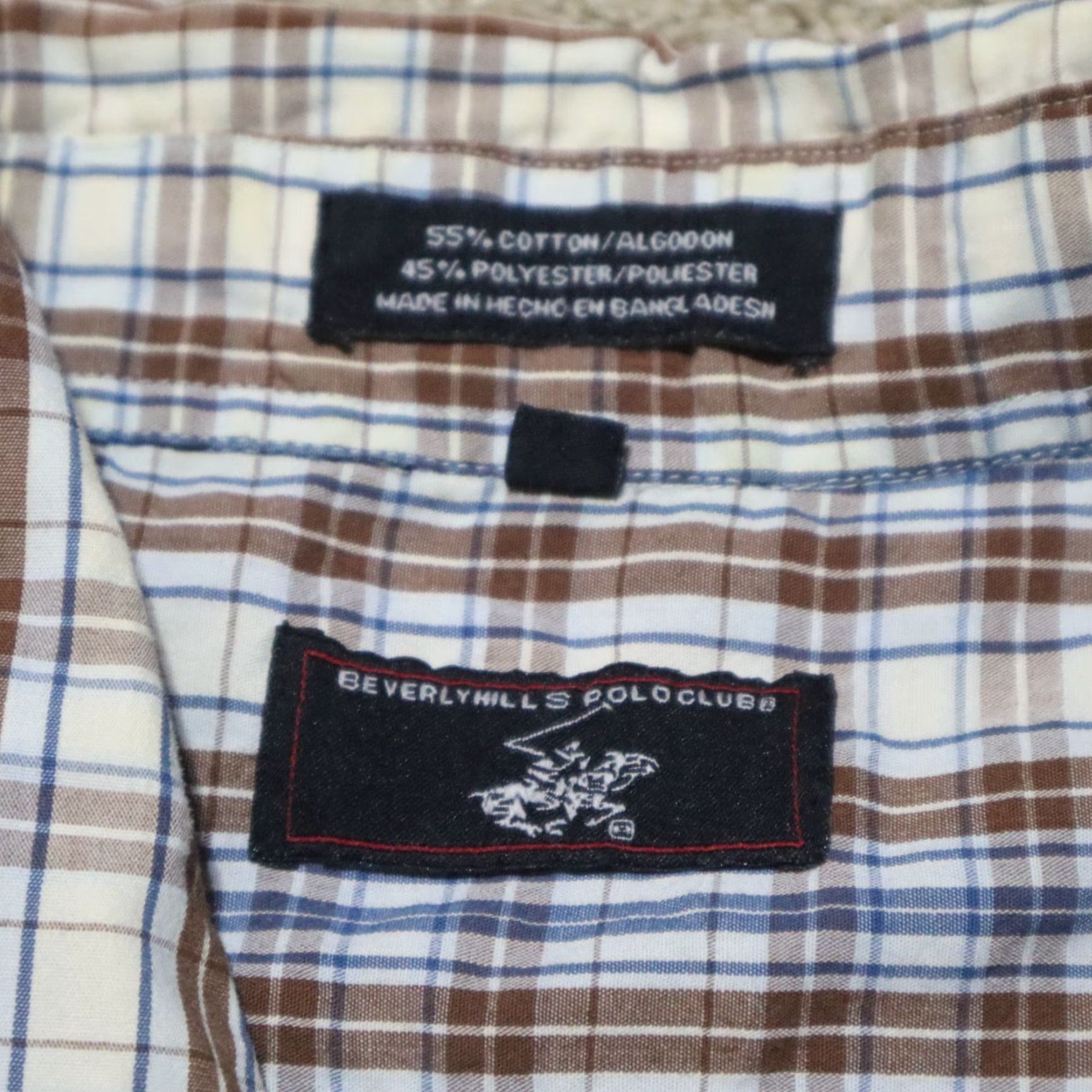 Beverly Hills Polo Club VINTAGE Beverly Hills Polo Club Shirt Plaid Brown 3XLT Big & Tall Long Sleeve Button-Up Stretch Adult Mens Size US XXL / EU 58 / 5 - 4 Thumbnail