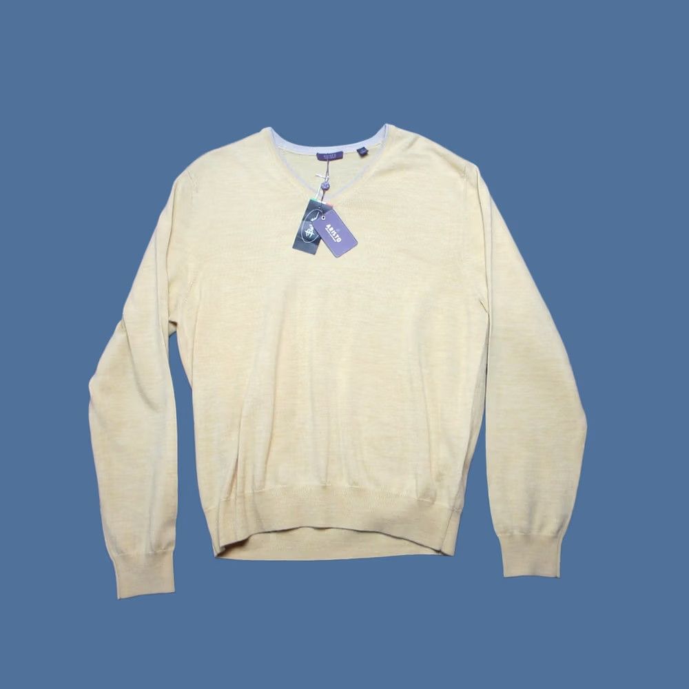 Sunflower Aristo Eighteen Sweater Mens Medium Yellow Sunflower Melange Merino Wool Perth V-Neck New Size US M / EU 48-50 / 2 - 1 Thumbnail