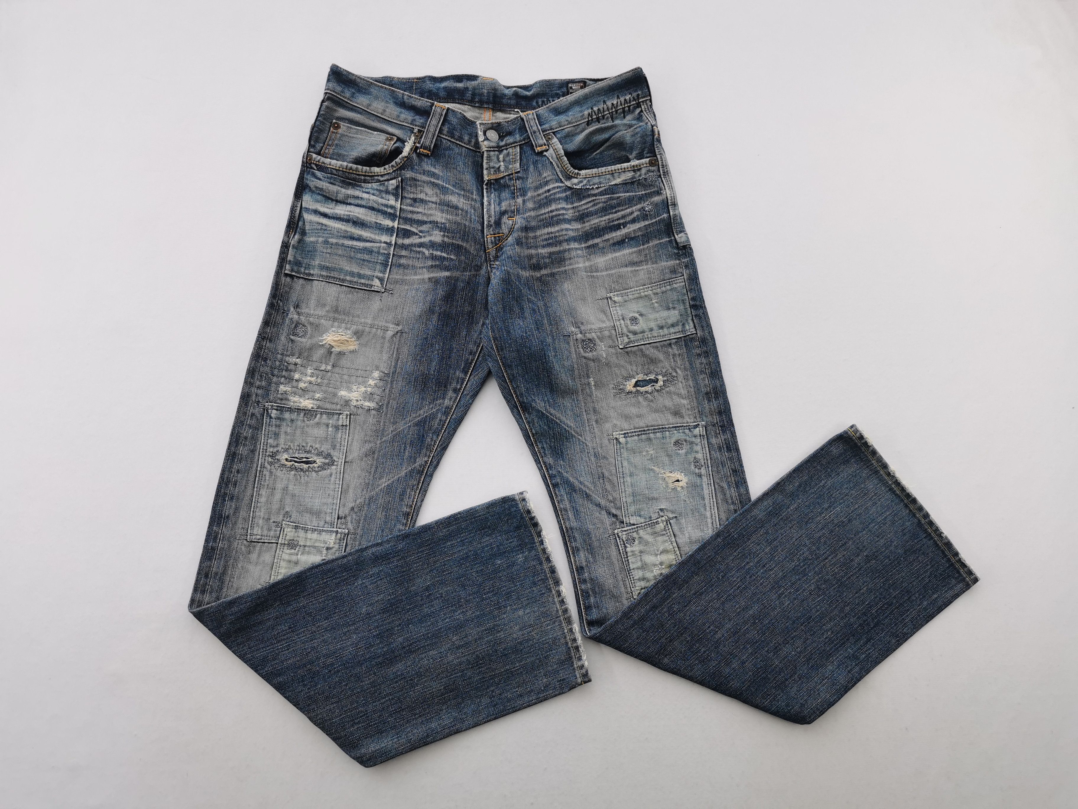 Vintage Distressed Vintage 90's Bartack Selvedge Denim Size M Size US 33 - 4 Thumbnail