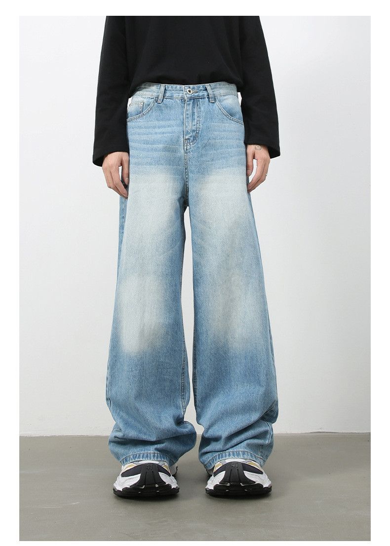 Japanese Brand American retro men's washed loose straight leg jeans Size US 32 / EU 48 - 1 Thumbnail