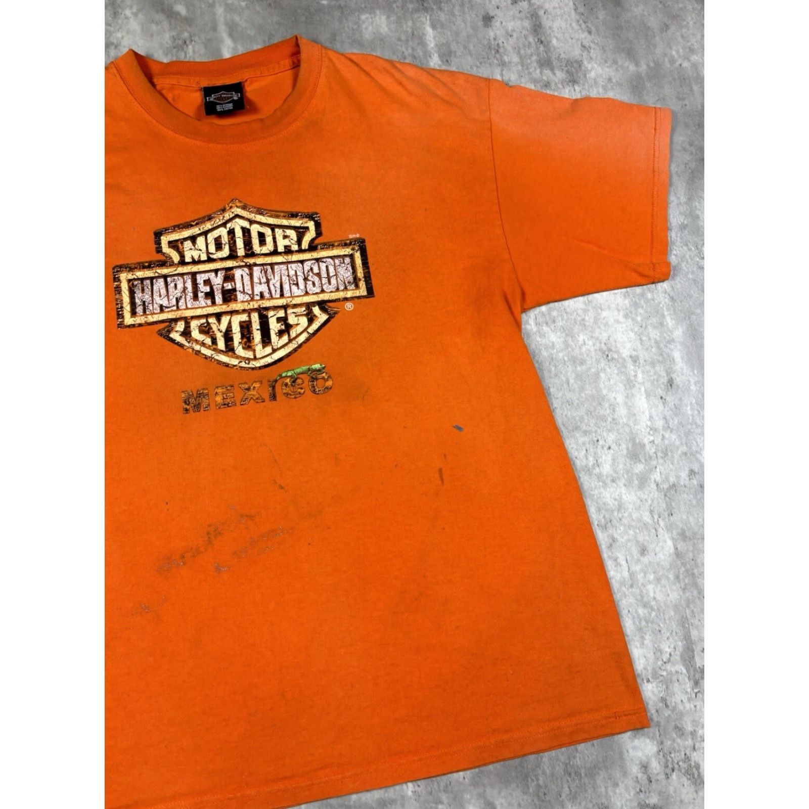 Harley Davidson VINTAGE Harley-Davidson T-Shirt 90s Biker Motorcycle Orange XL Men Crew Neck Short Sleeve Graphic Print Size US XL / EU 56 / 4 - 4 Thumbnail