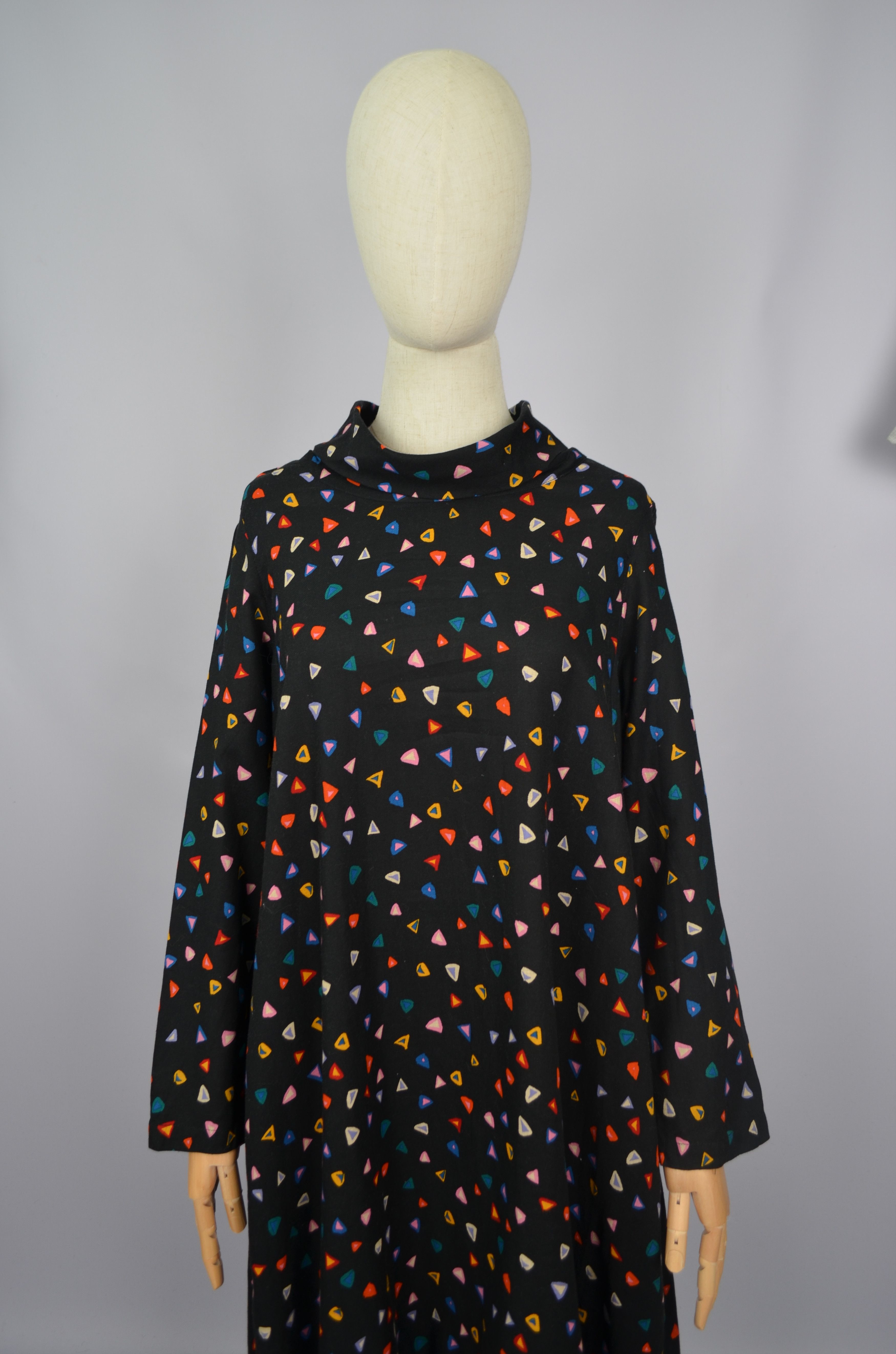 Designer × Sahara Club Beautiful Sahara Abstract Print Long Dress Mock Neck Sz 1/XS Size XS / US 0-2 / IT 36-38 - 2 Thumbnail