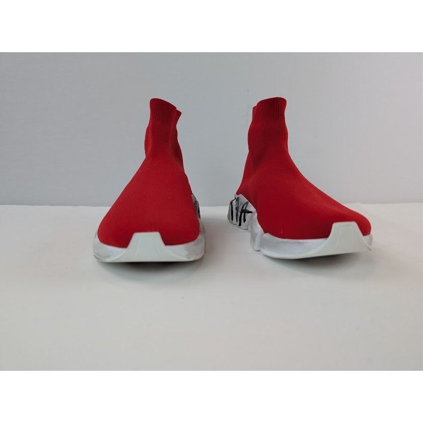 Balenciaga o1rshd1 Q:2 / Speed 2.0 Graffiti Recycled Knit Sneaker Red Size US 11 / EU 44 - 9 Thumbnail