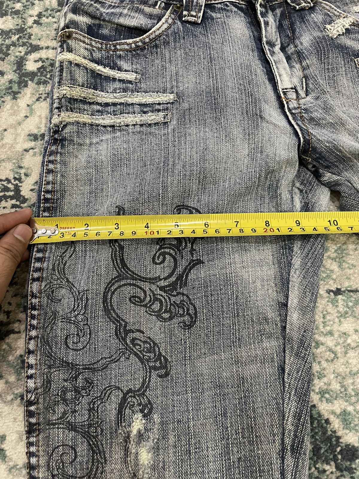 Vintage Semantic Design Paint X Distressed Flare Jeans