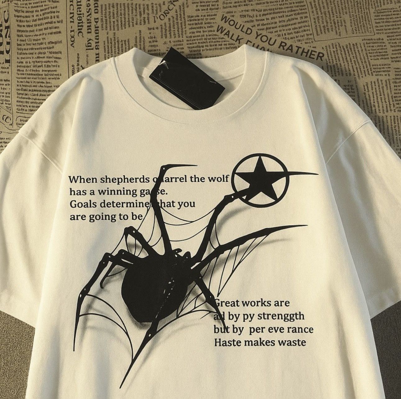 Other White Shirt with Black Letter and Black Spider Size US L / EU 52-54 / 3 - 3 Thumbnail