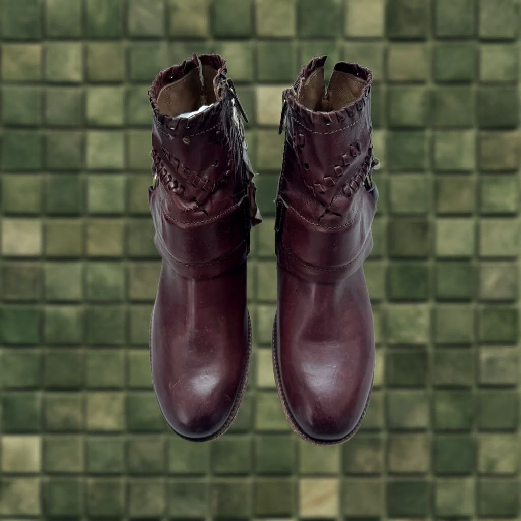 A.S.98 VINTAGE A.S 98 Airstep Ankle Leather Burgundy Boots Women US 6.5 37 Size Leather Burgundy 80s 90s Biker Bohemian A.S98 Shoes Size US 7 / IT 37 - 1 Thumbnail