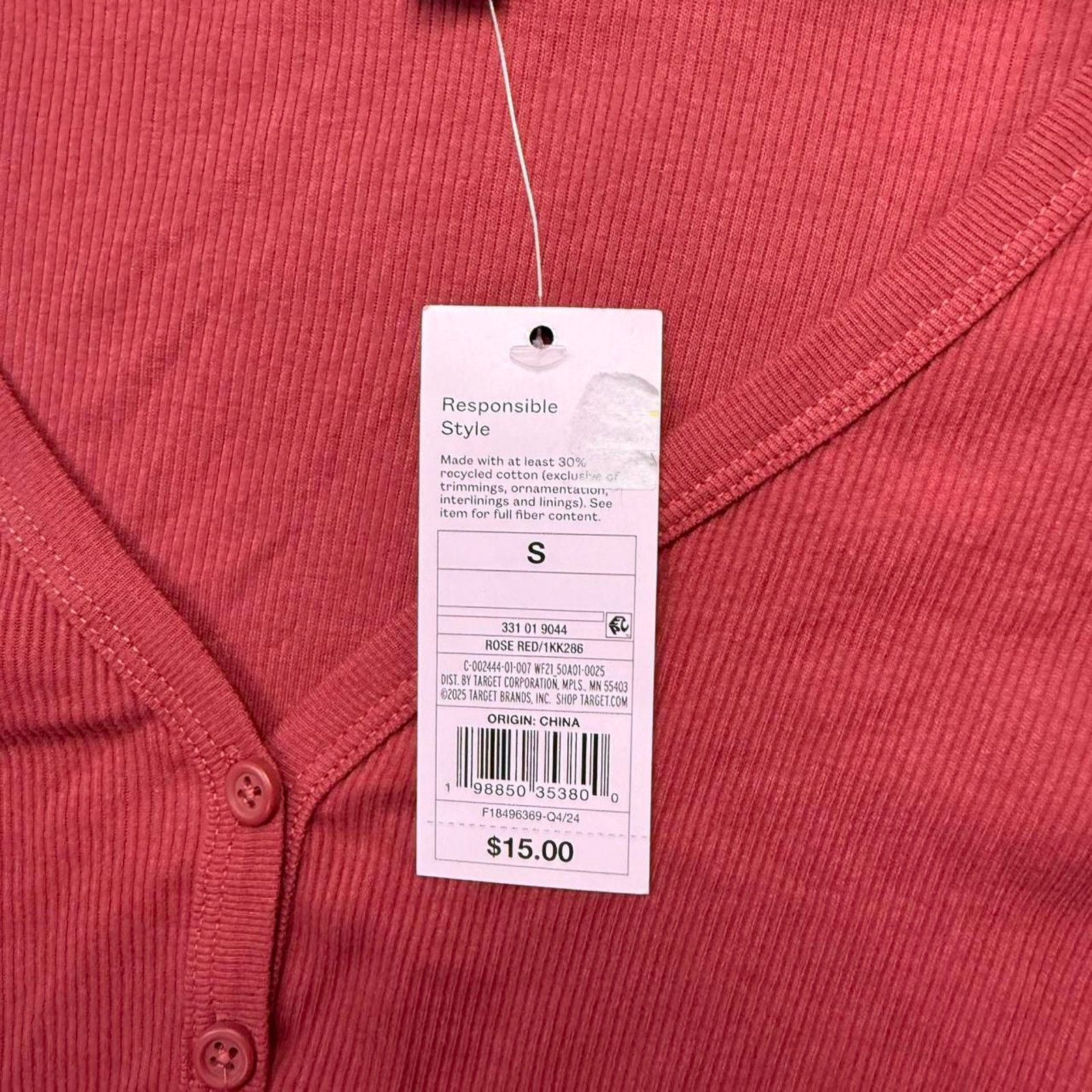 & Other Stories NWT Trendy Red long sleeve Henley Y2K shirt Sz S Size S / US 4 / IT 40 - 5 Thumbnail