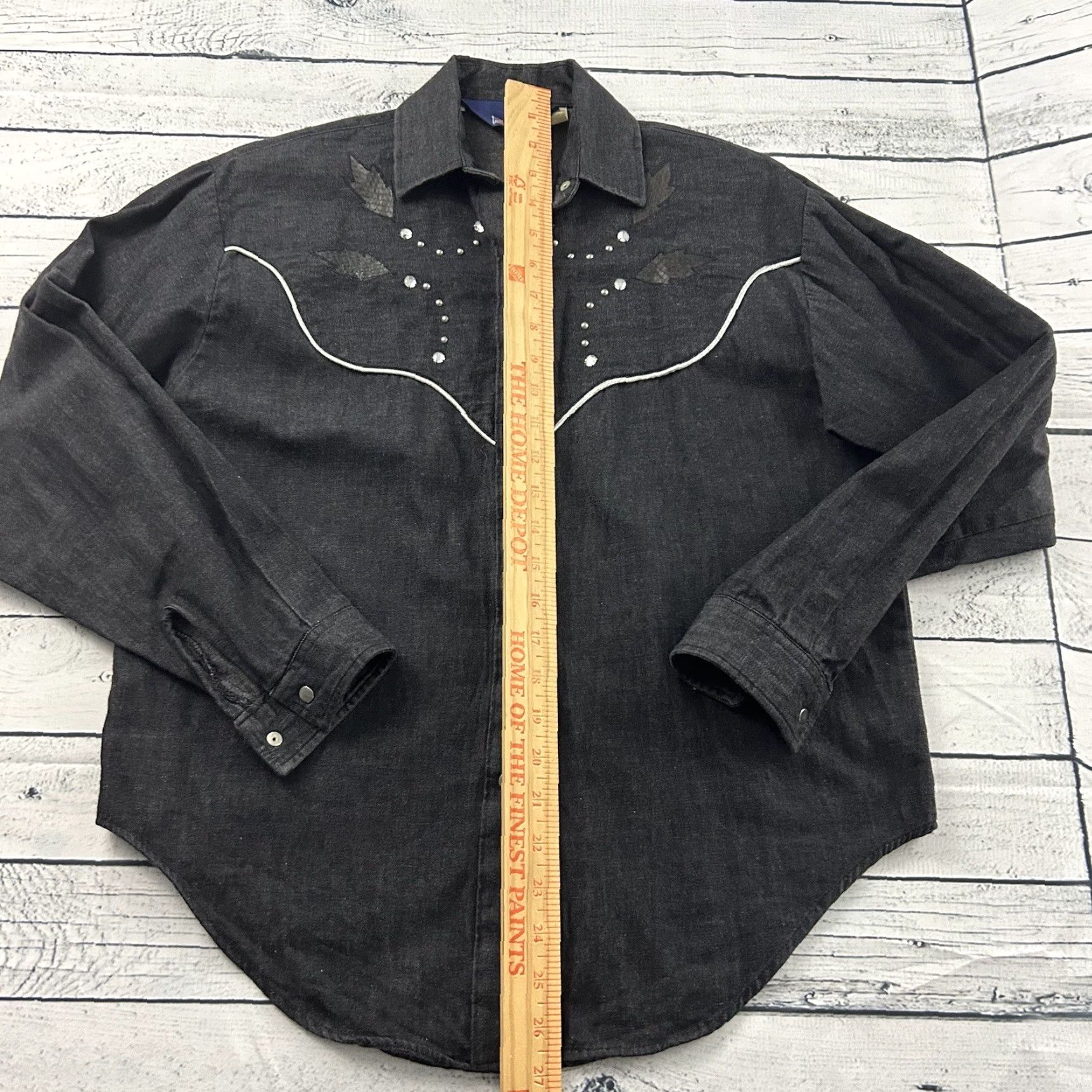 Vintage Panhandle Slim Jeweled Long Sleeve Button-Up Shirt Women's Small Black Size S / US 4 / IT 40 - 2 Thumbnail