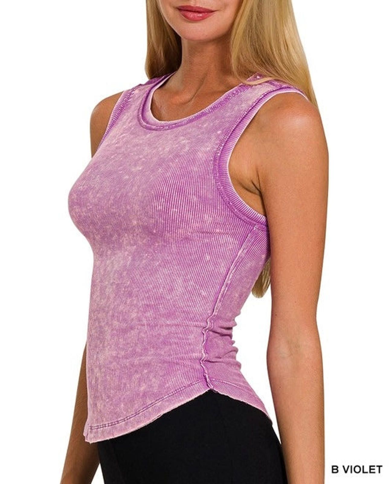 Other Washed Ribbed Tank Top with Exposed Seam Zenana Size S / US 4 / IT 40 - 1 Thumbnail