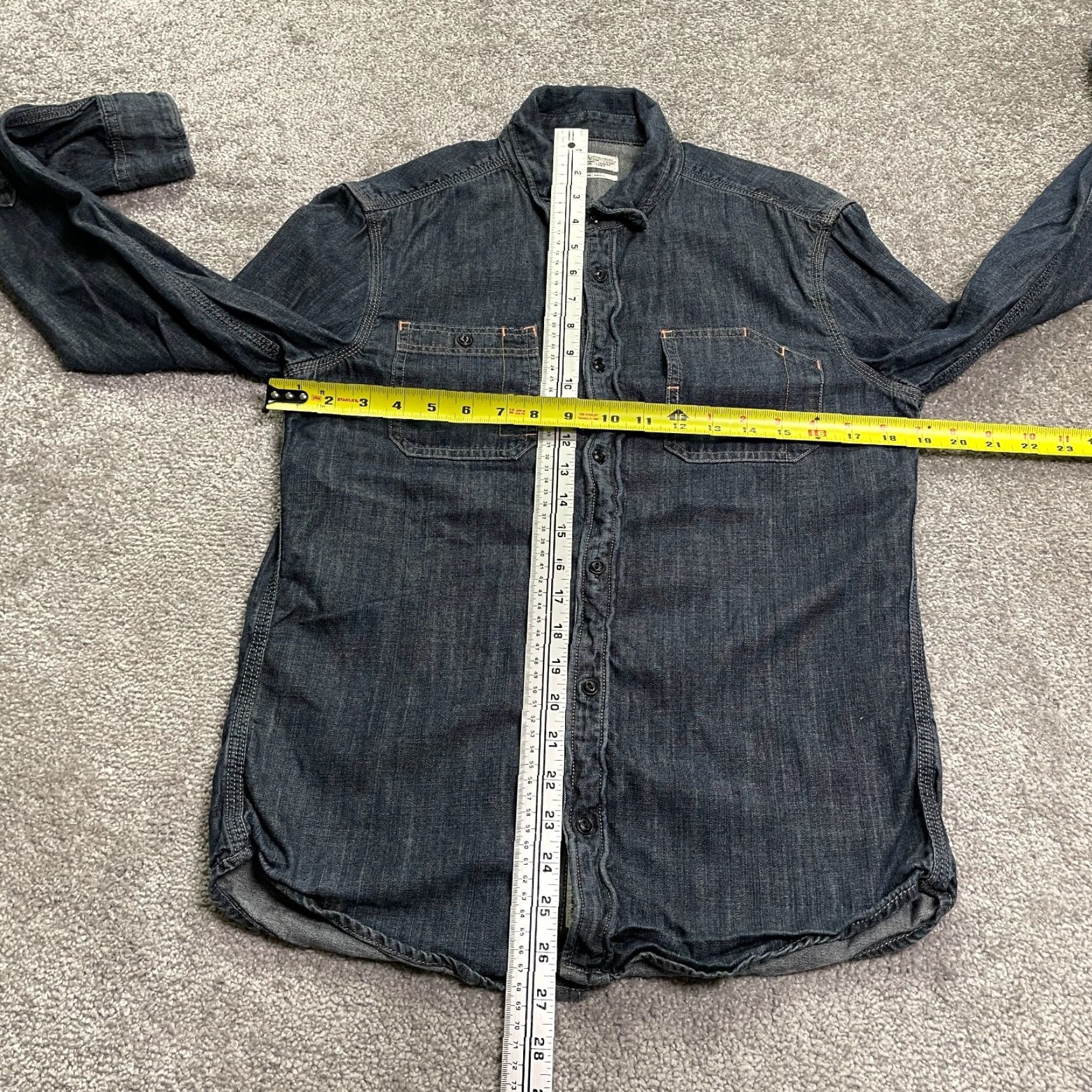 Allsaints VINTAGE none? (No) AllSaints Shirt Mens S Blue Long Sleeve Chambray Button-Up Shirt Size US S / EU 44-46 / 1 - 7 Thumbnail