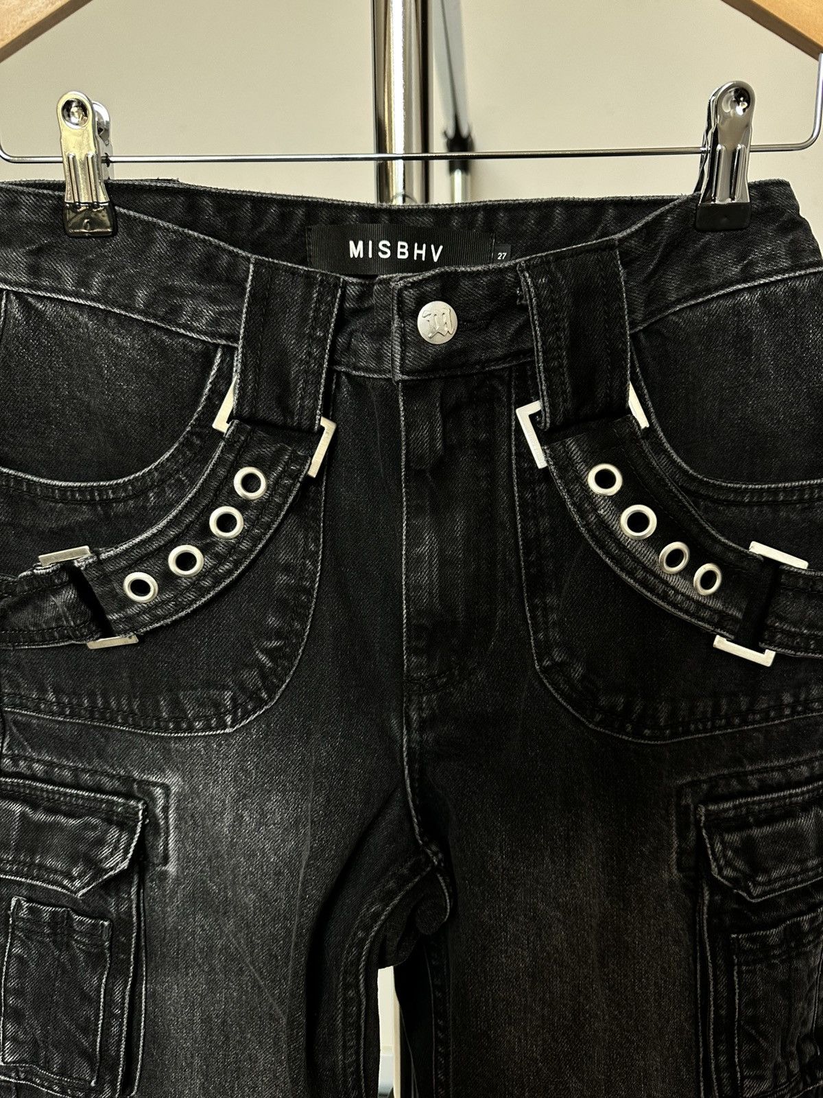 Misbhv MSBHV Black Cargo Denim Pants Size US 29 - 3 Thumbnail