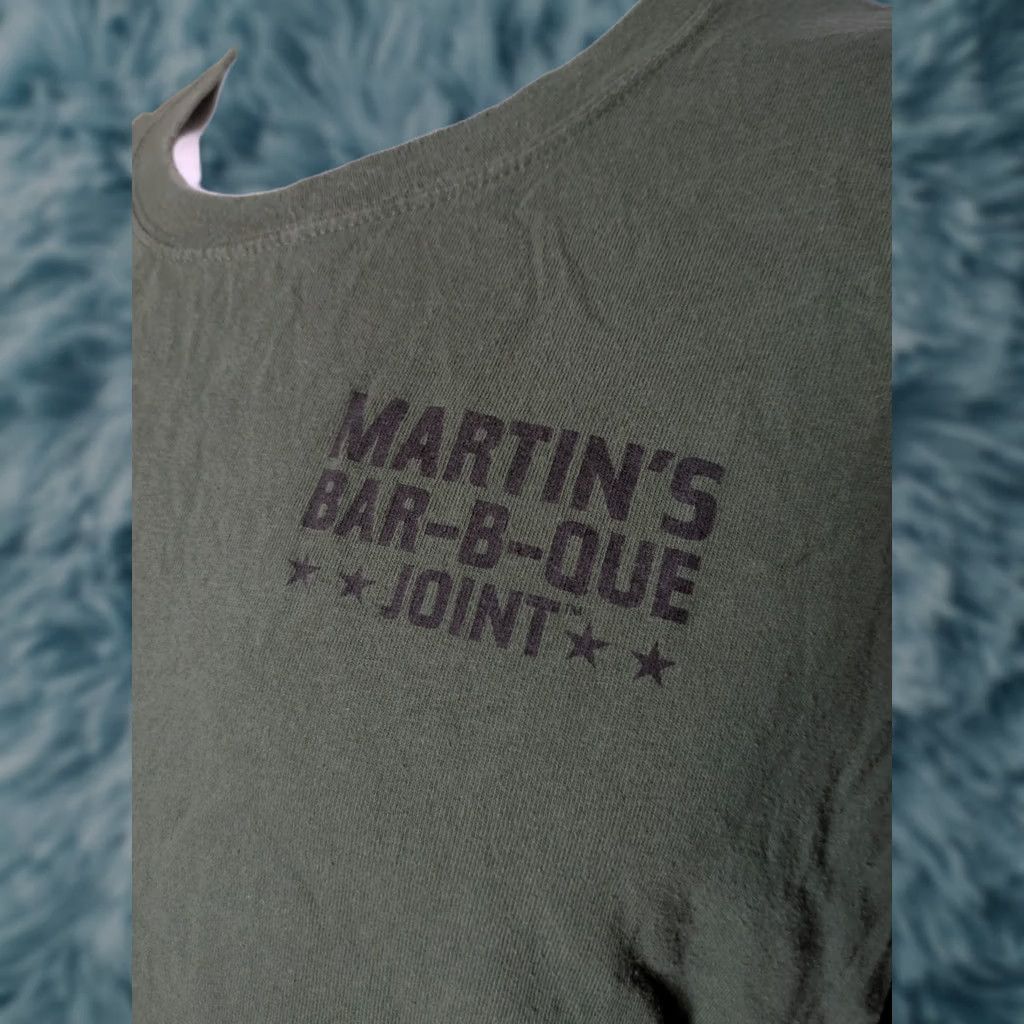 Vintage Martin’s Bar-B-Que Joint T-Shirt 3XL Green Cotton Crew Neck Short Sleeve Mens Graphic Tee BBQ Southern Nolensville TN Size US XXL / EU 58 / 5 - 1 Thumbnail