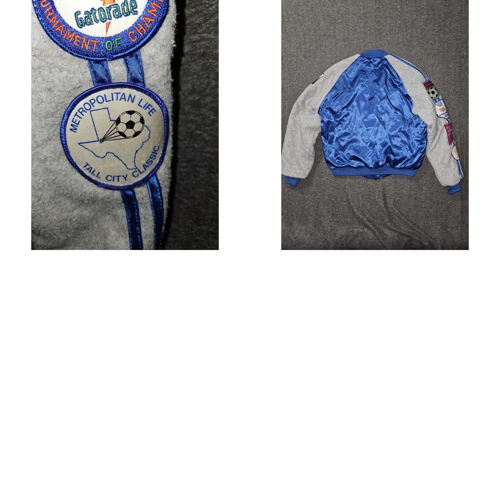 Vintage VINTAGE NASCO Jacket Mens Large Blue Satin Bomber Soccer Patches Made USA 80s Size US L / EU 52-54 / 3 - 9 Thumbnail